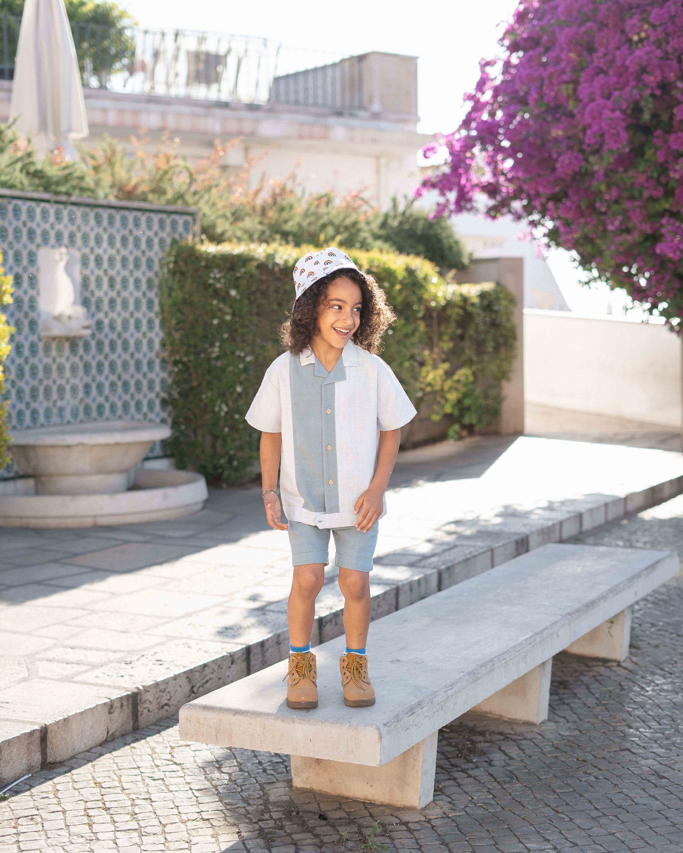 Pedro Linen Set in Blue