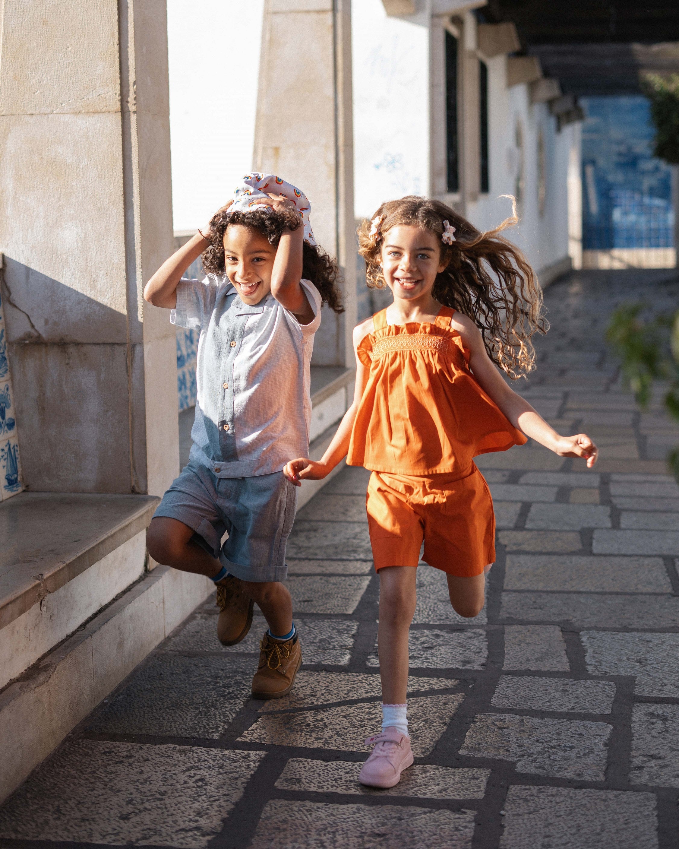 Ria Averia Smock Set in Orange