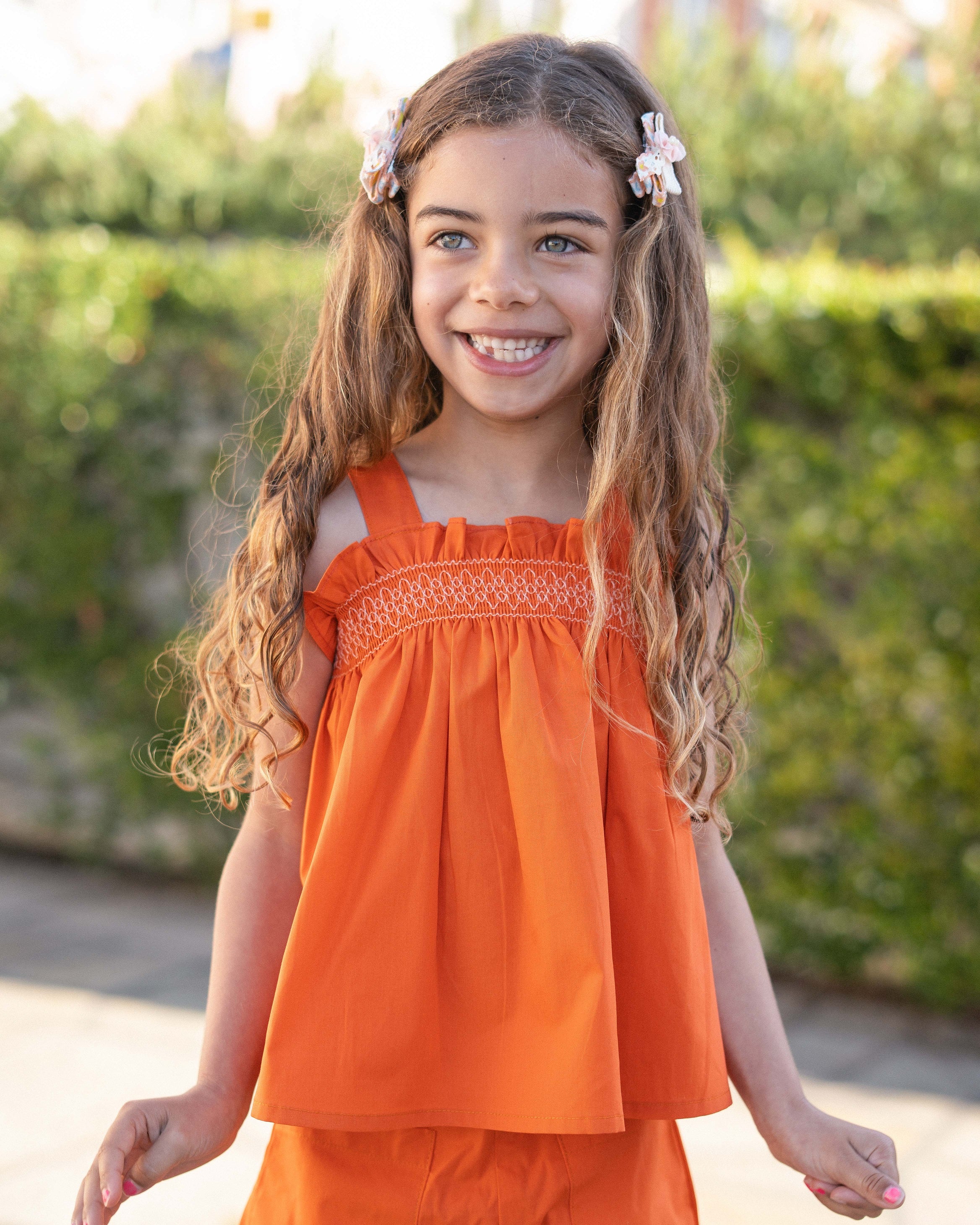 Ria Averia Smock Set in Orange