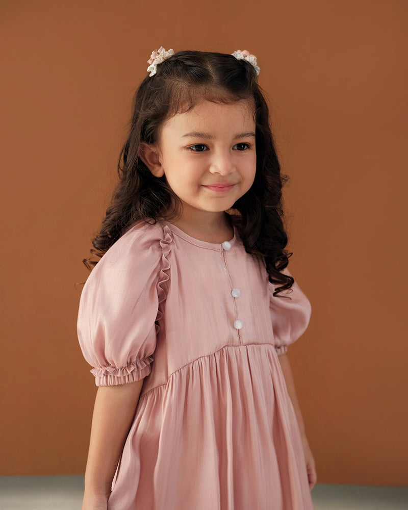 Caralita Shimmer Dress in Dusty Pink