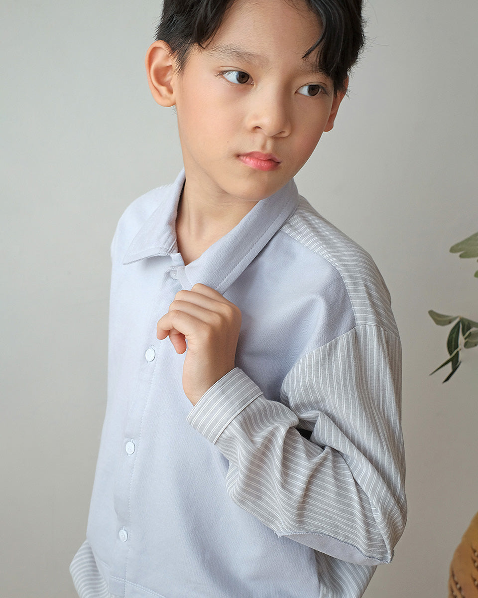 Colton Mixed Shirt in Iron Stone