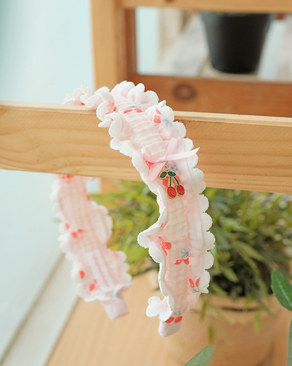 Ruffles Headband in Cherry