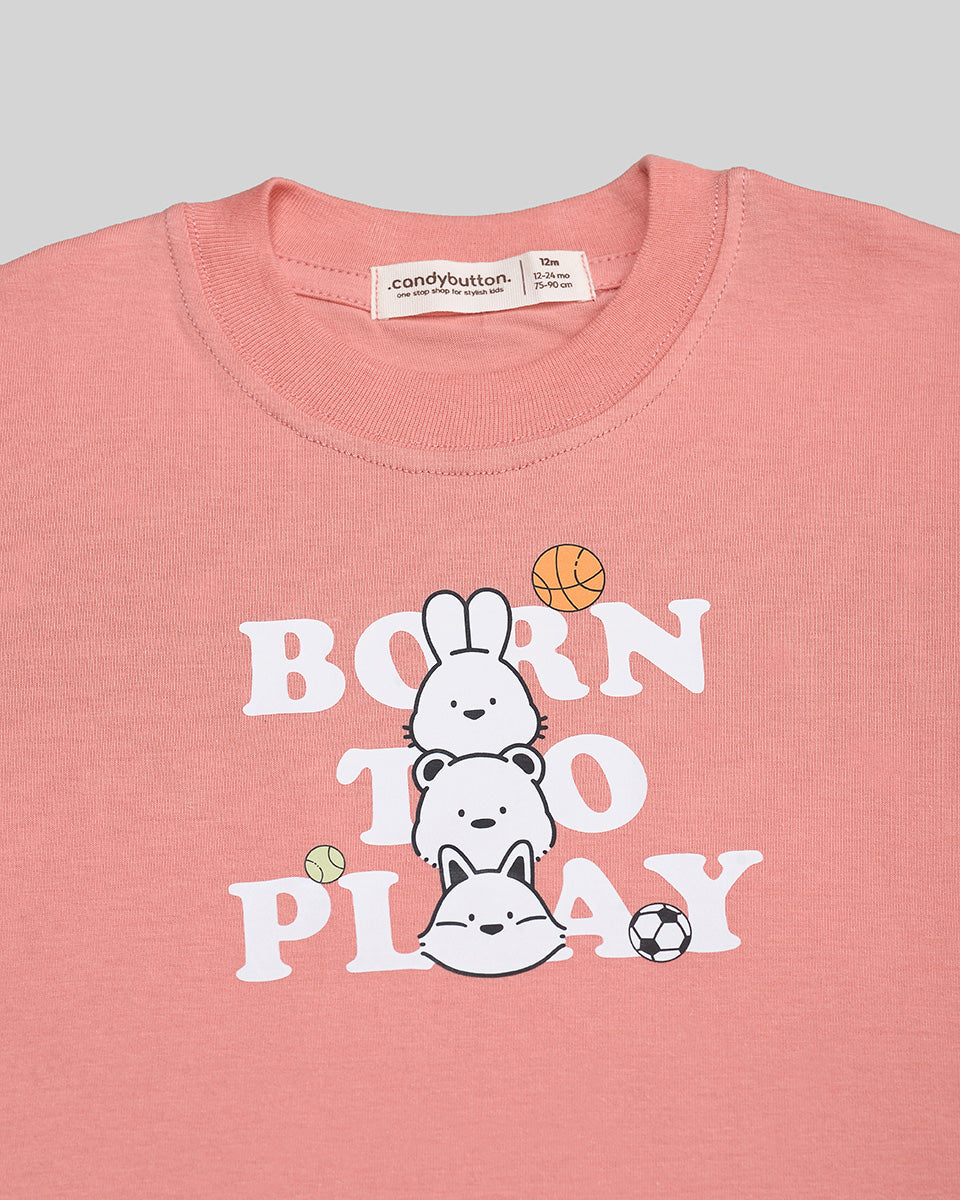 Born To Play T-Shirt in Coral