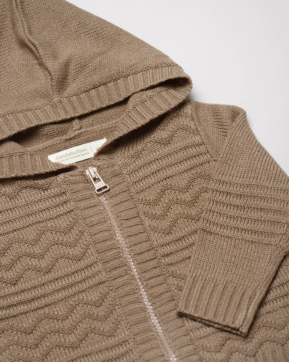 Arthur Hoodie Cardigan in Coffee