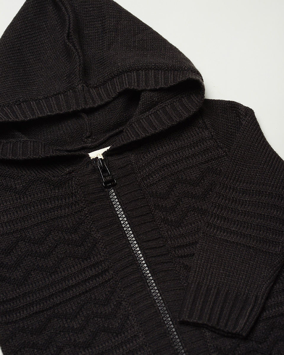 Arthur Hoodie Cardigan in Black