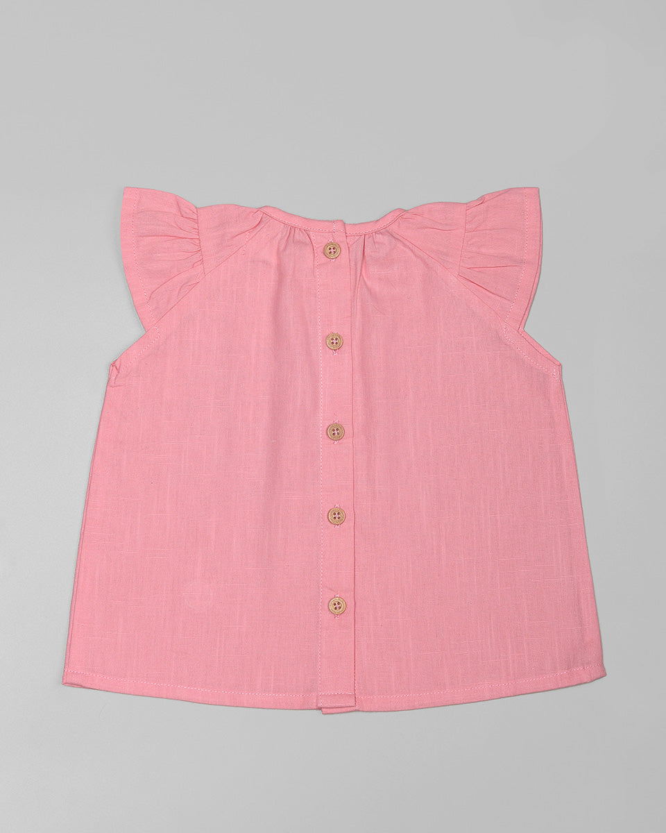 Basic : Ruffle Raglan Top in Pink