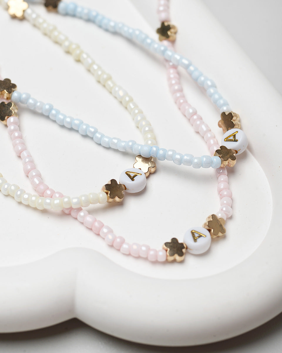 Initial Charm Necklace in Pearl