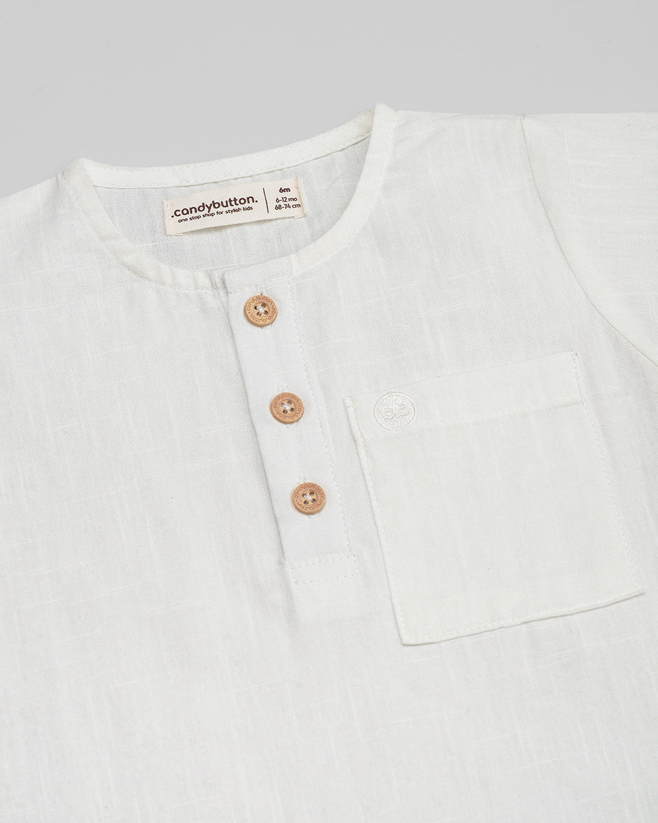 Basic : Henley Shirt in Broken White
