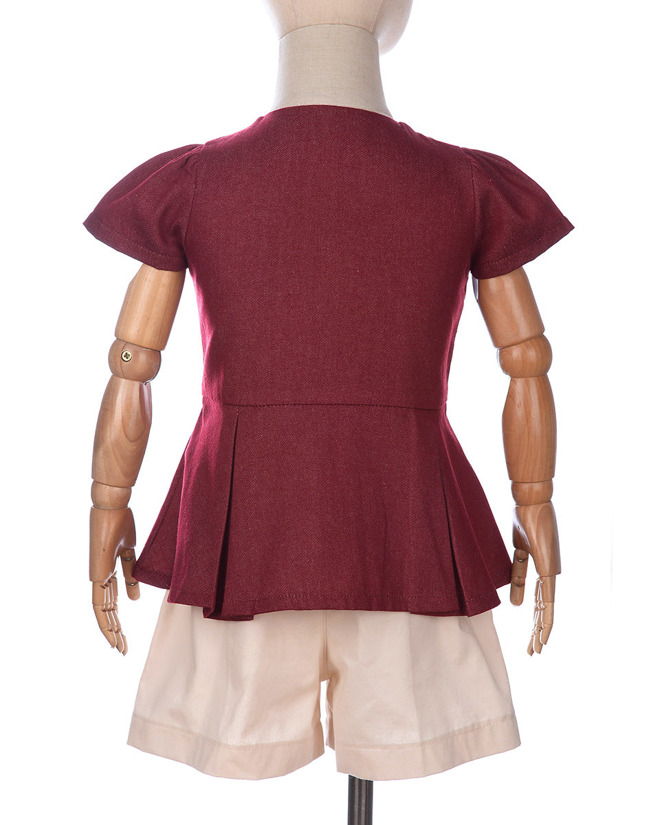 Faith Peplum Top in Maroon