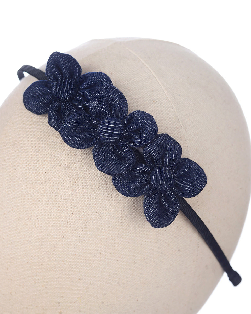 Tinsley Flowers Headband in Dark Denim