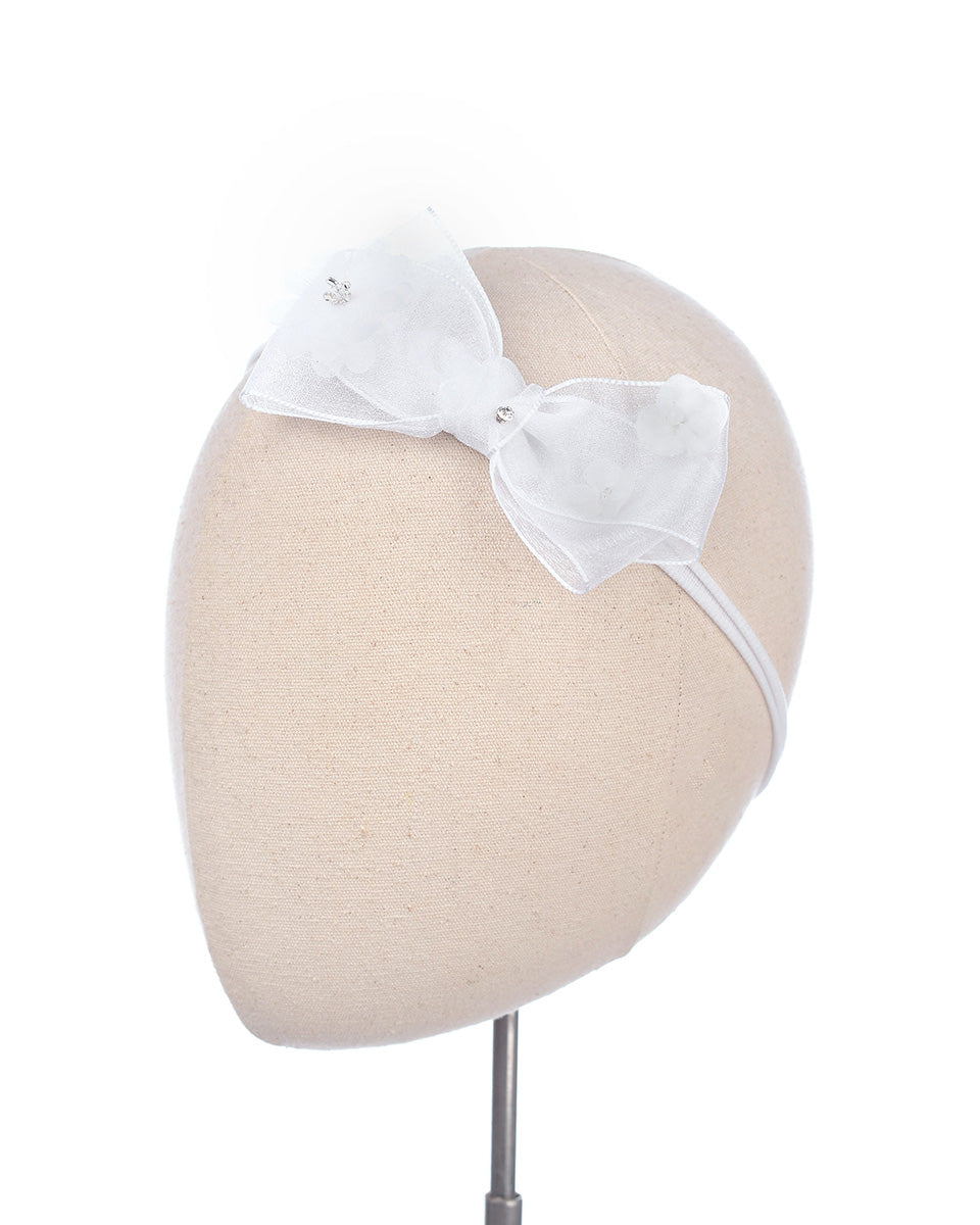 Eleni Bow Baby Headband in White