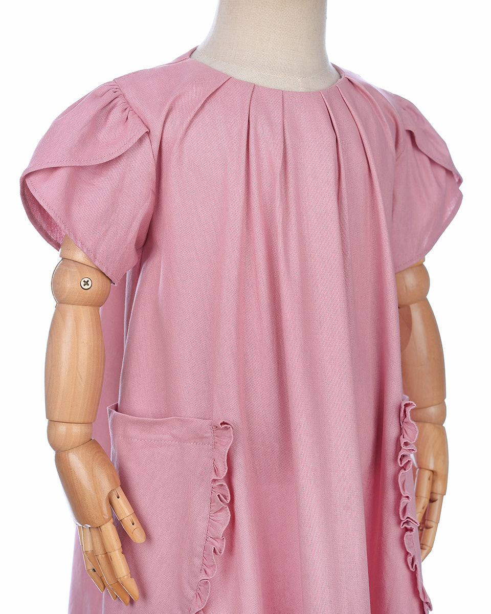 Matilda Tulip Sleeve Dress in Pink