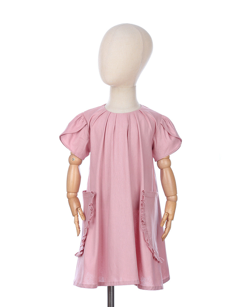 Matilda Tulip Sleeve Dress in Pink