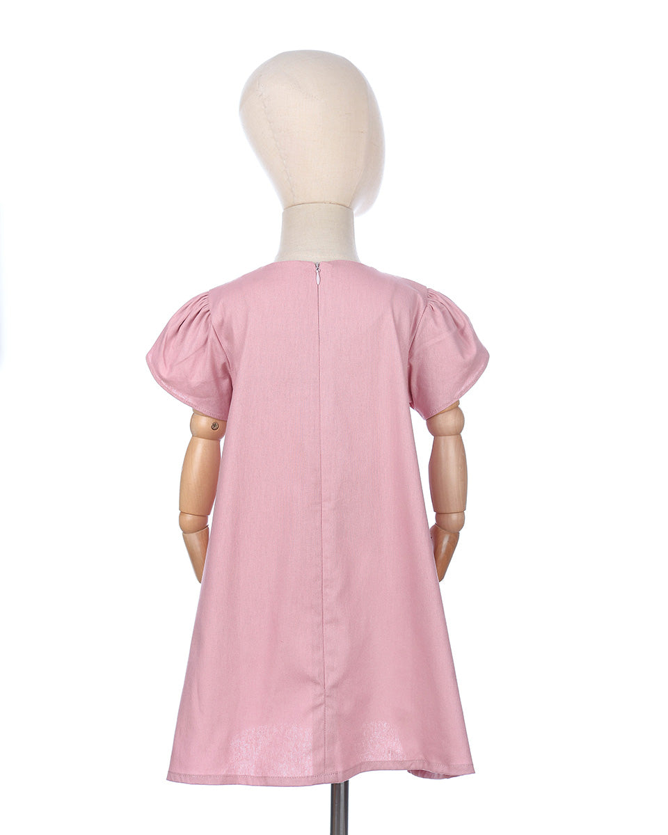 Matilda Tulip Sleeve Dress in Pink
