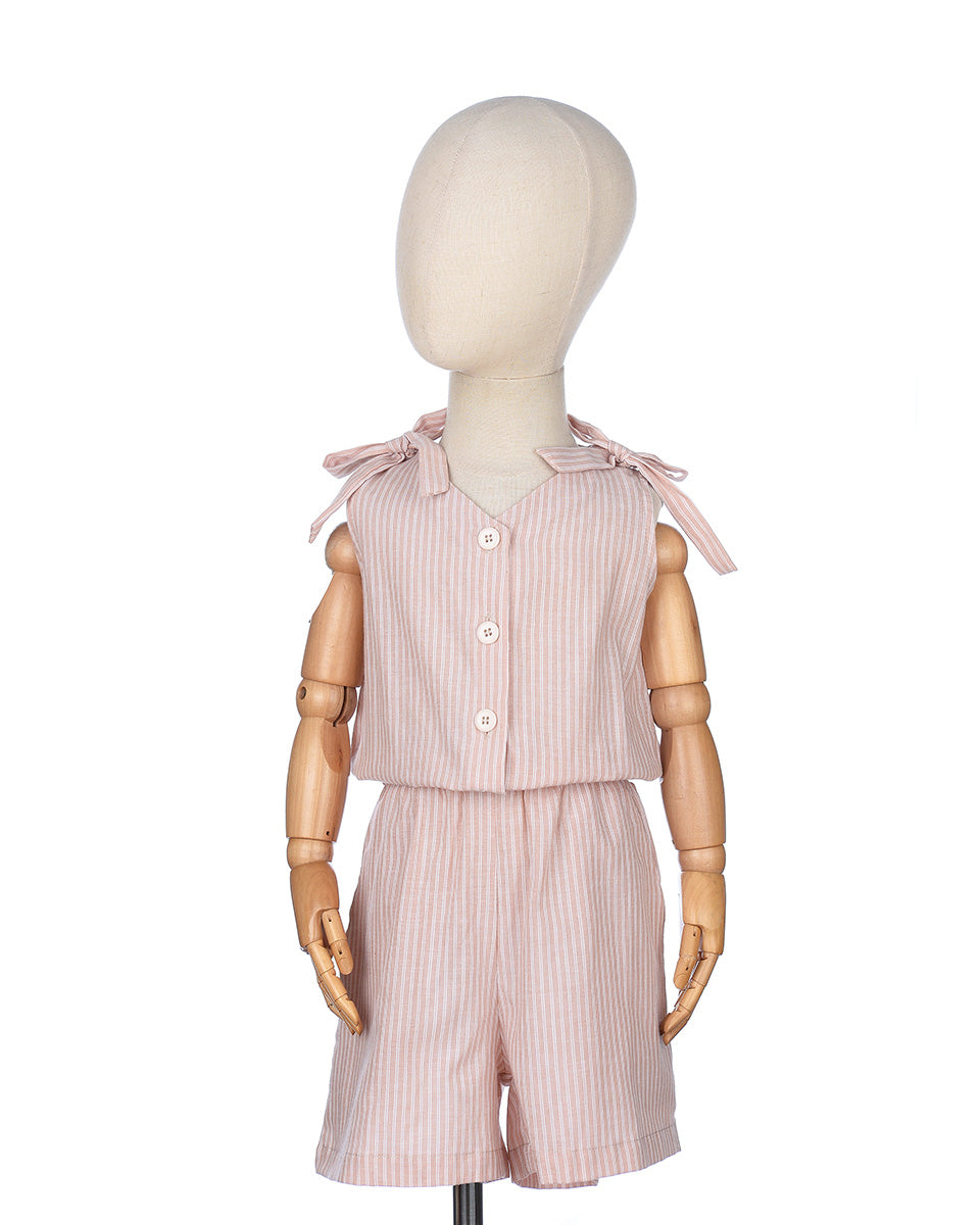 Chiara Girls Summer Jumpsuit in Peach