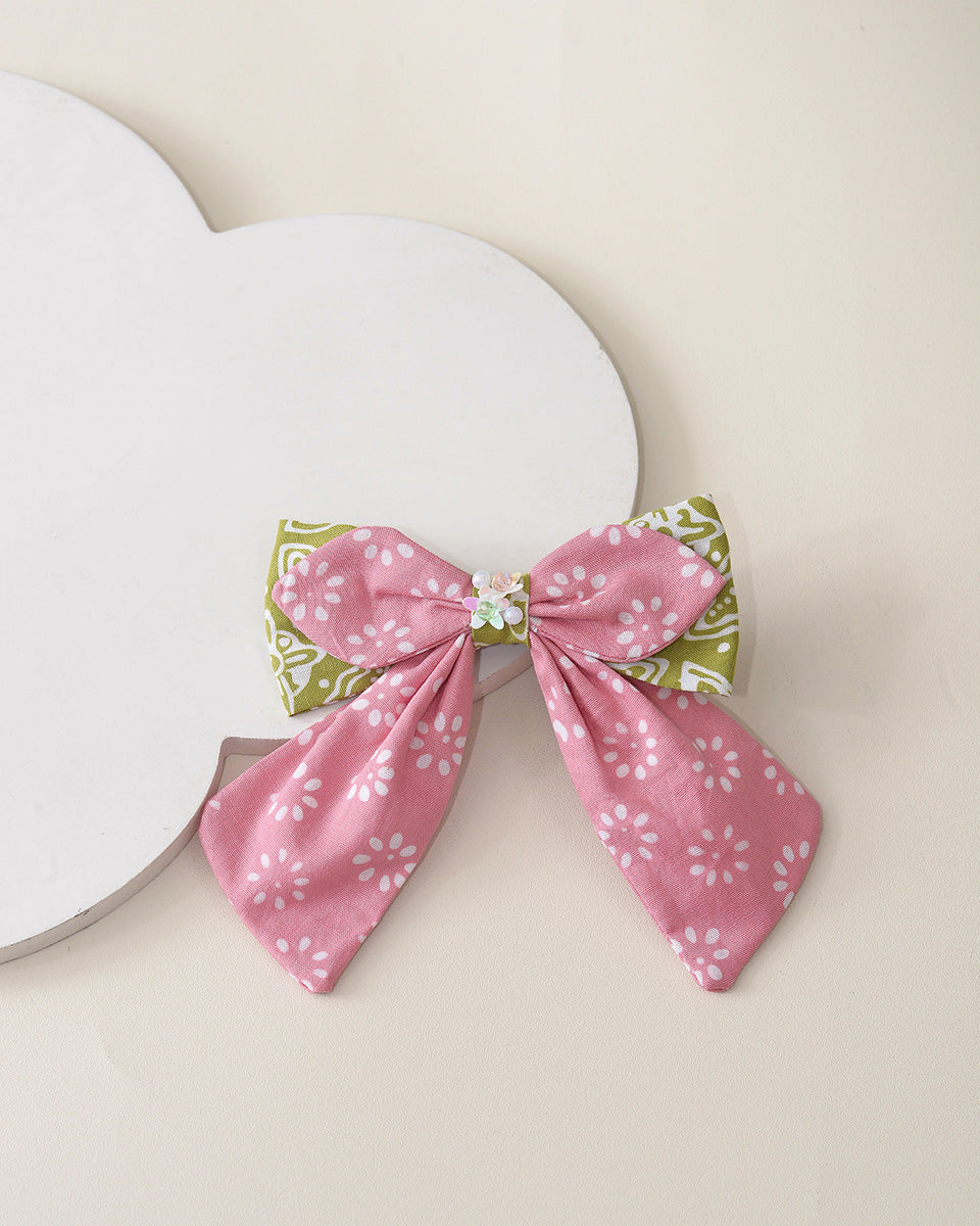 Gembira Large Bow Hairpin in Pink