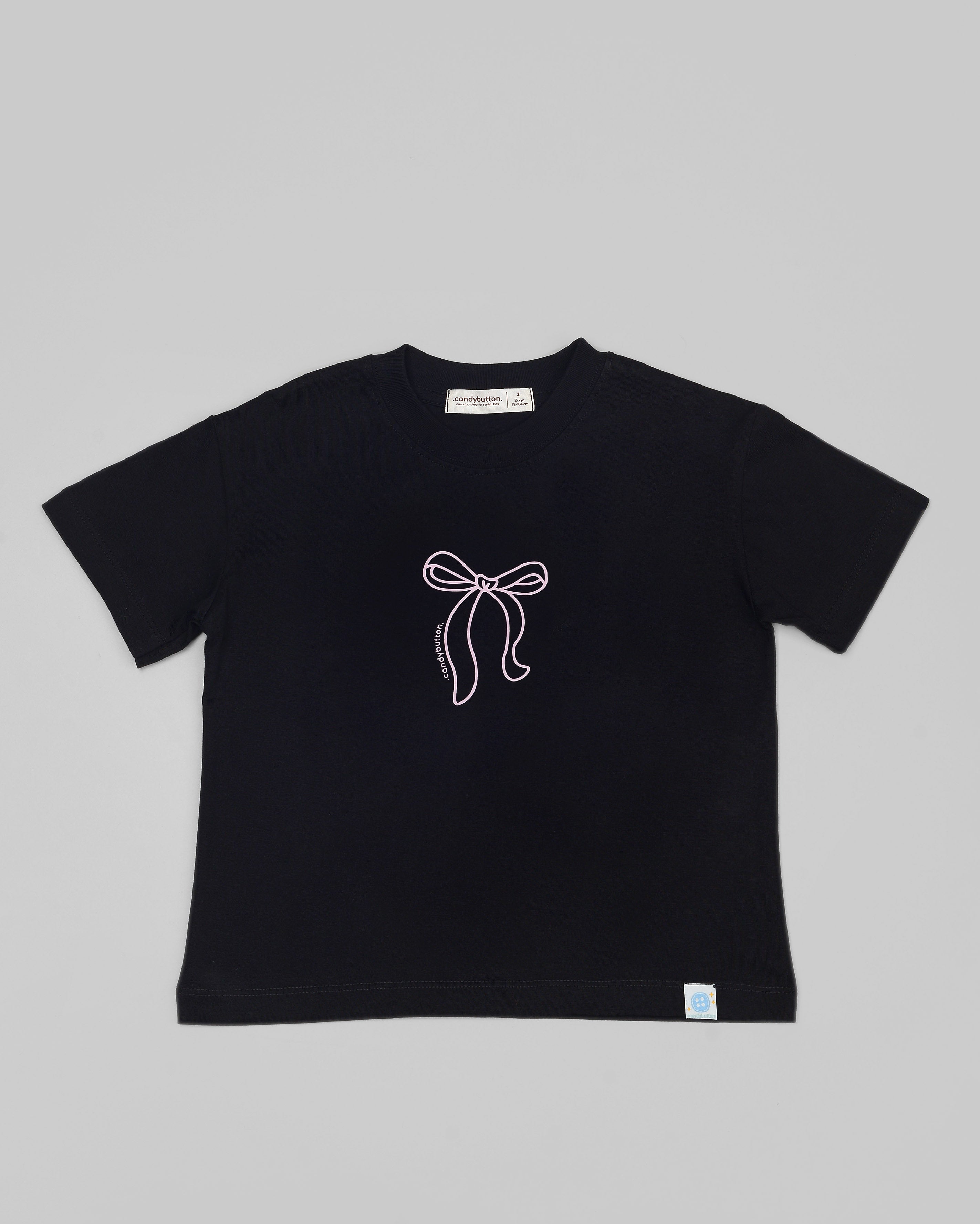 Ribbon T-shirt Girl in Black