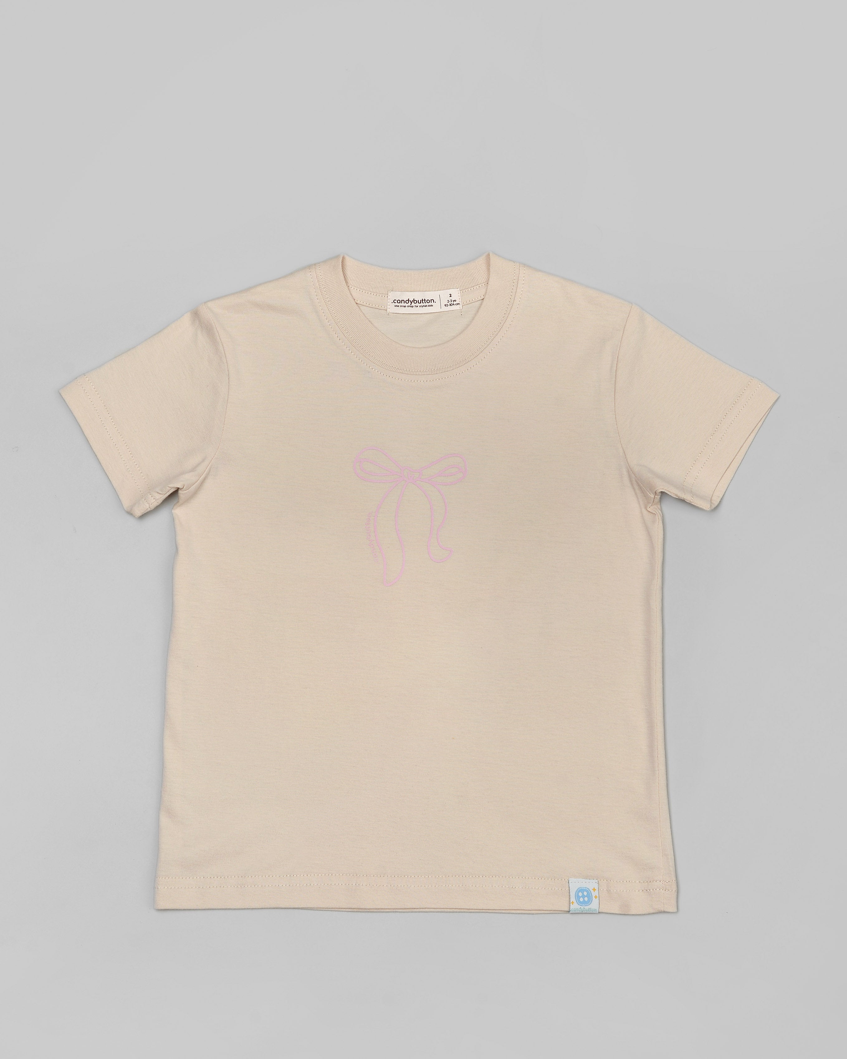 Ribbon T-shirt Girl in Cream