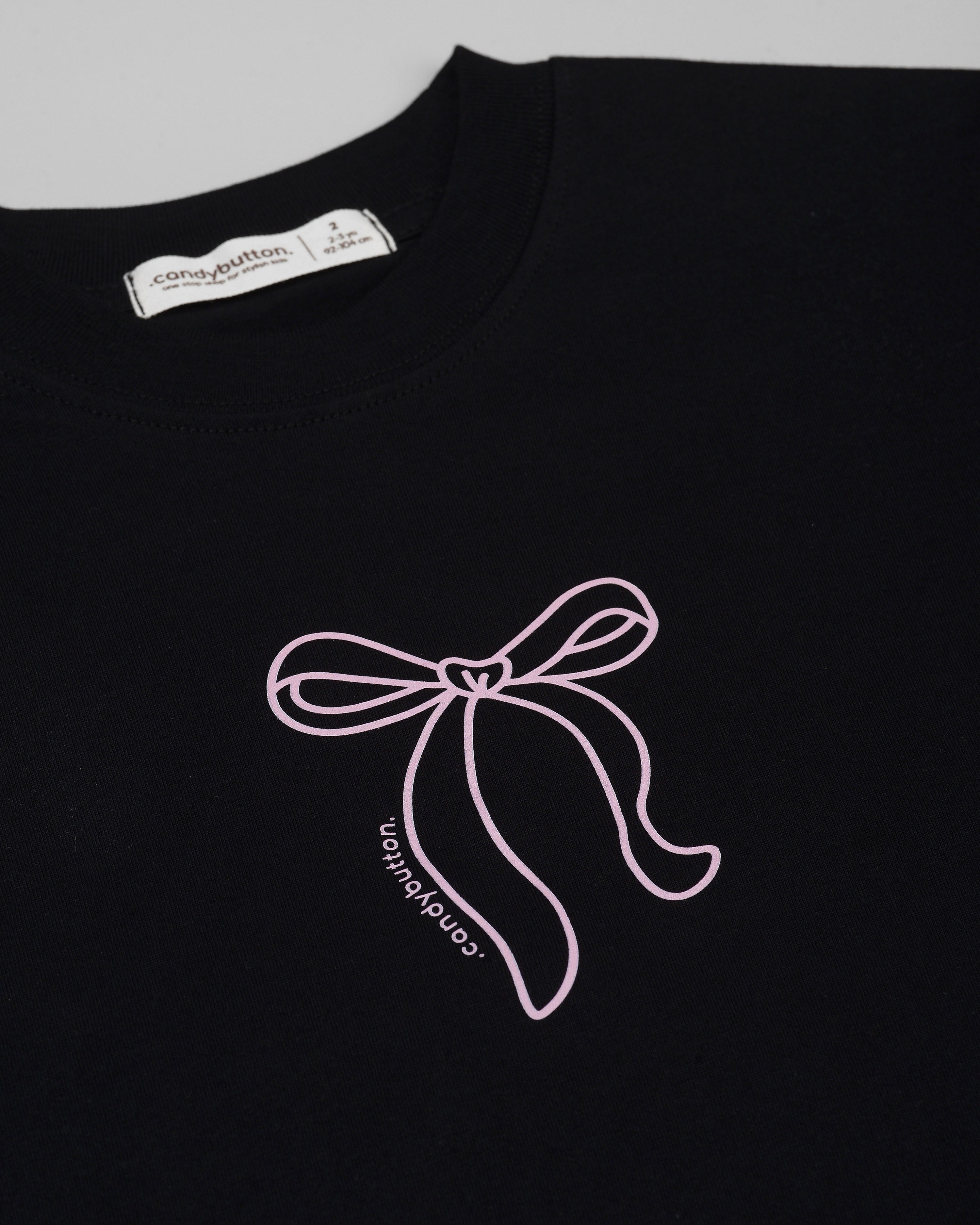 Ribbon T-shirt Girl in Black