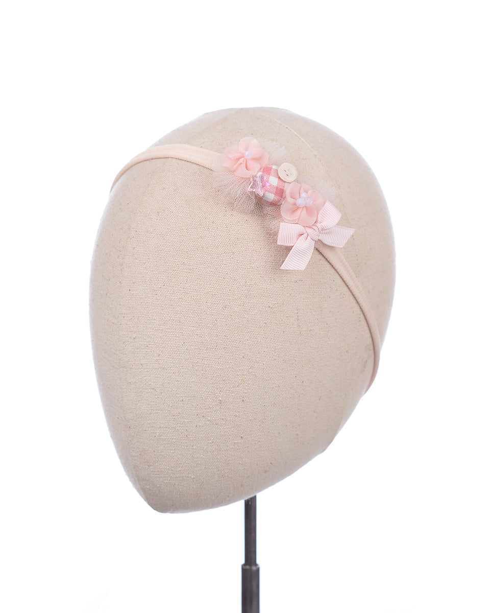 Elloria Tulle Headband in Pink