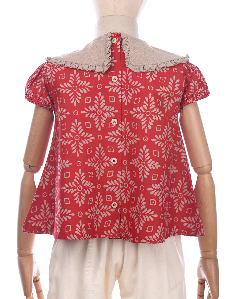 Lestari Batik Collar Blouse in Red