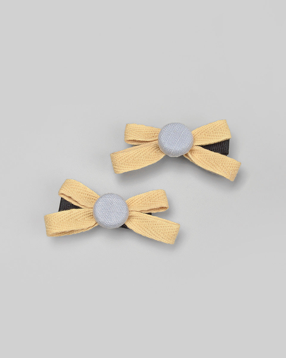 Mulia Bow Hairpin in Mustard