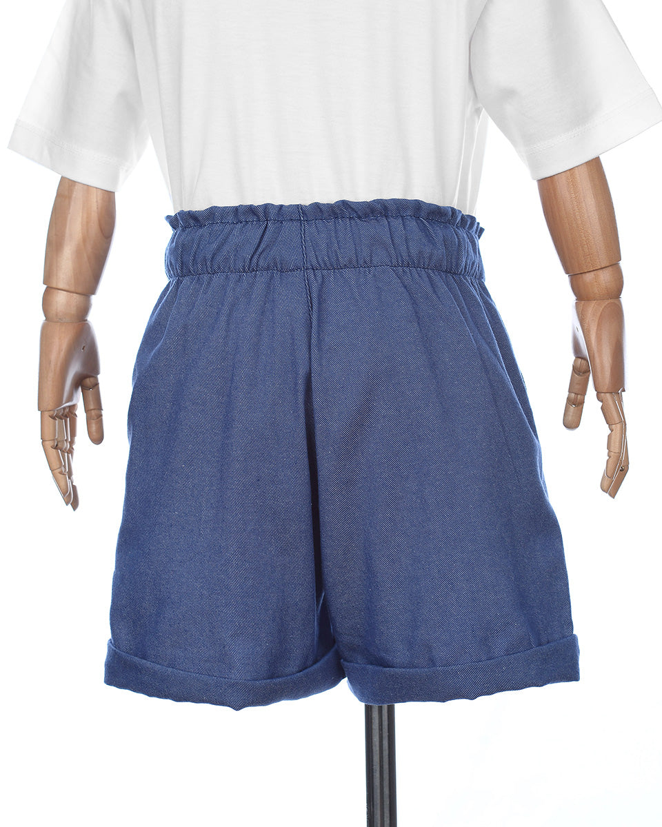 Sandy Ruffles Short in Denim