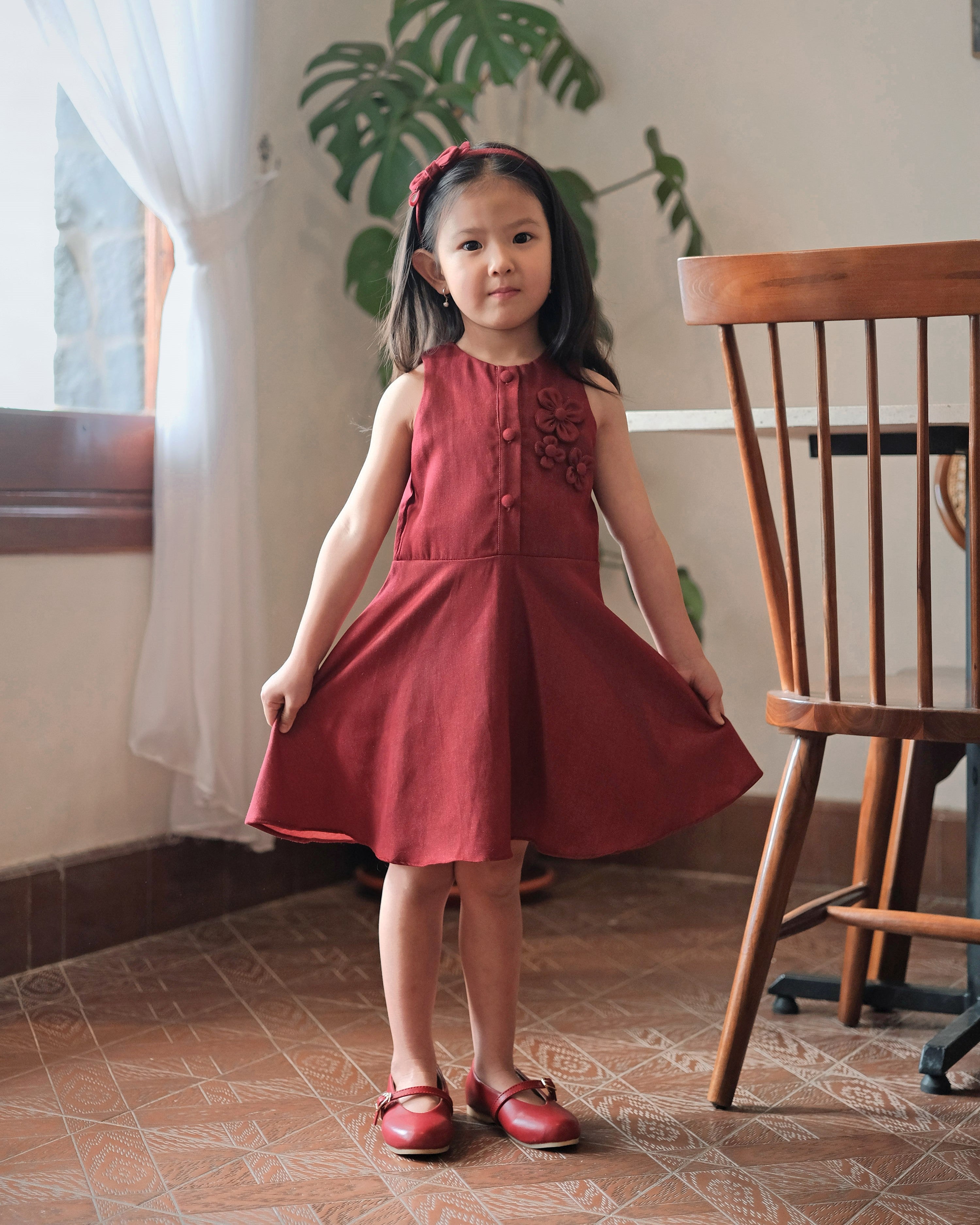 Angelica Flare Dress in Maroon
