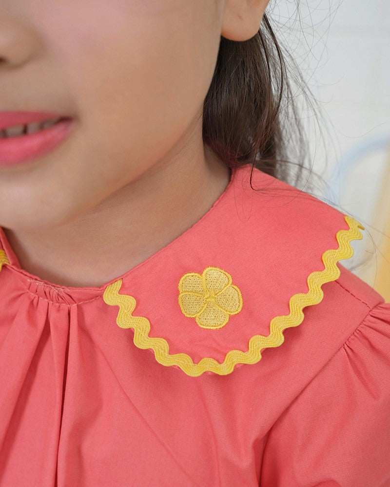 Nami Peterpan Collar Blouse in Coral