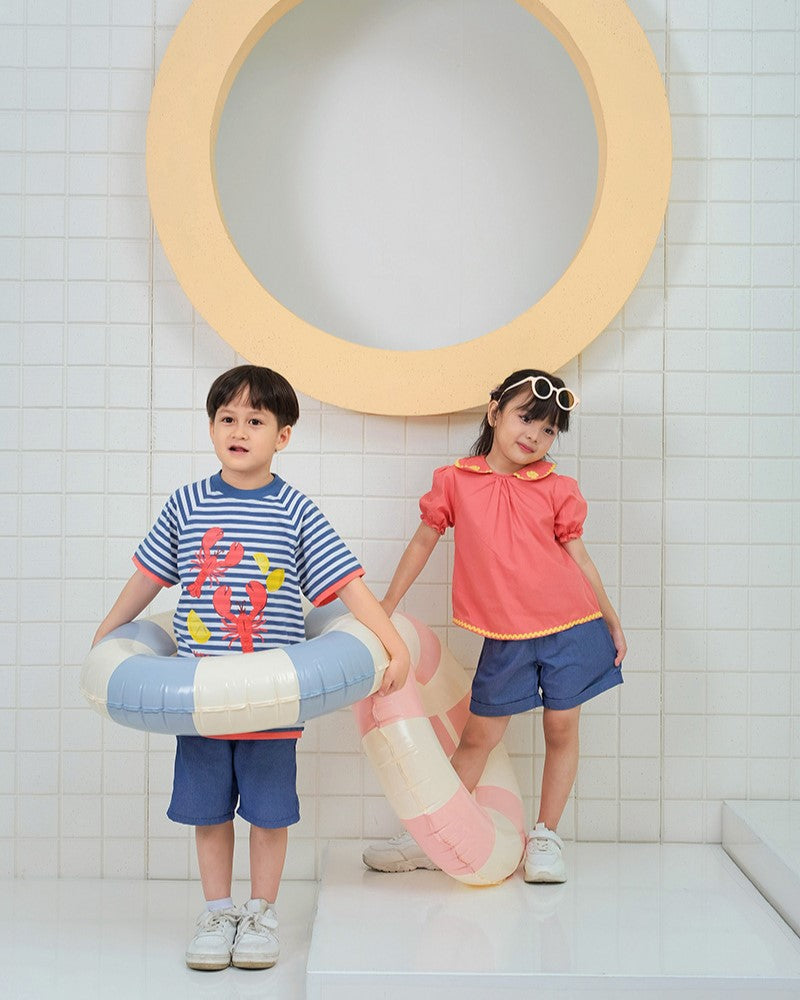 Nami Peterpan Collar Blouse in Coral