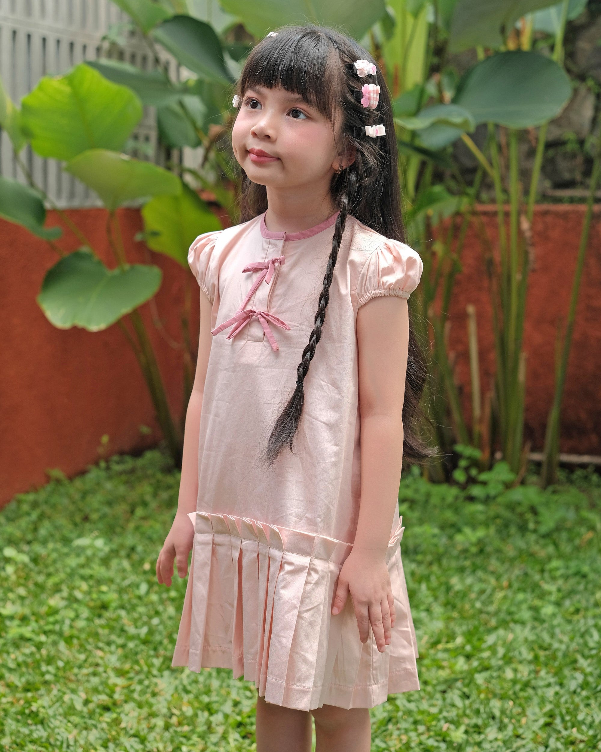Ruby Pleated Dress in Pink
