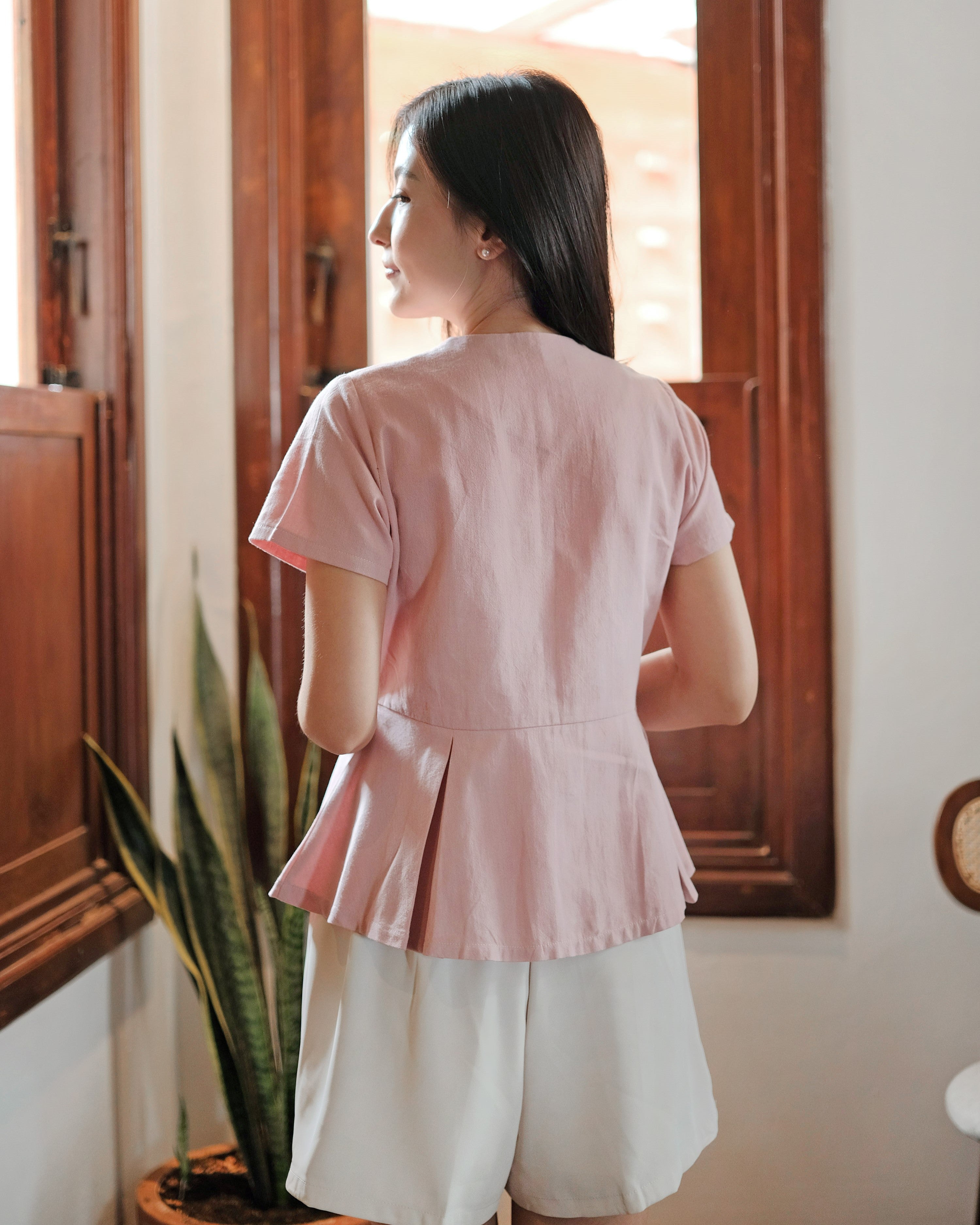 Lady Faith Peplum Top in Pink