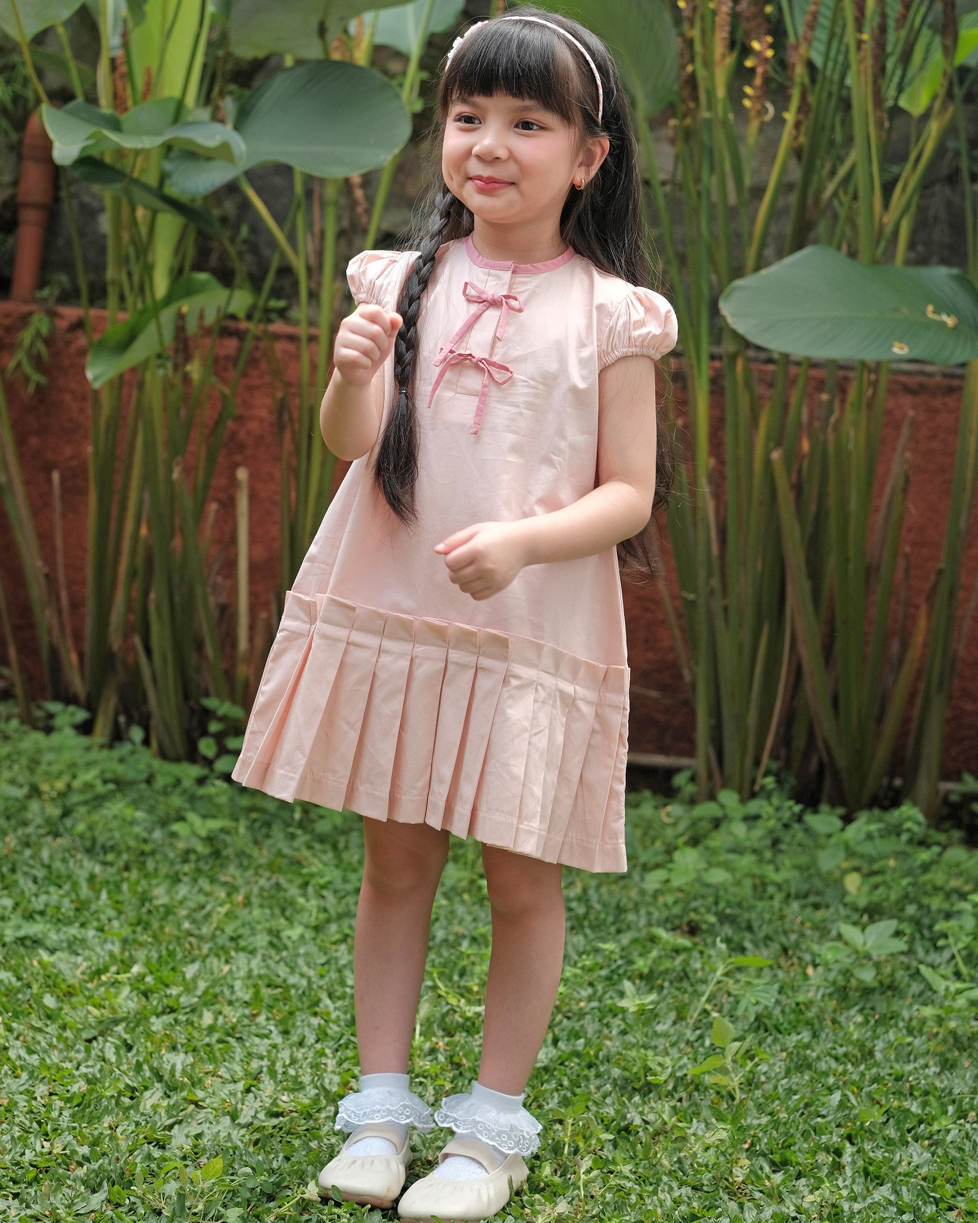 Ruby Pleated Dress in Pink