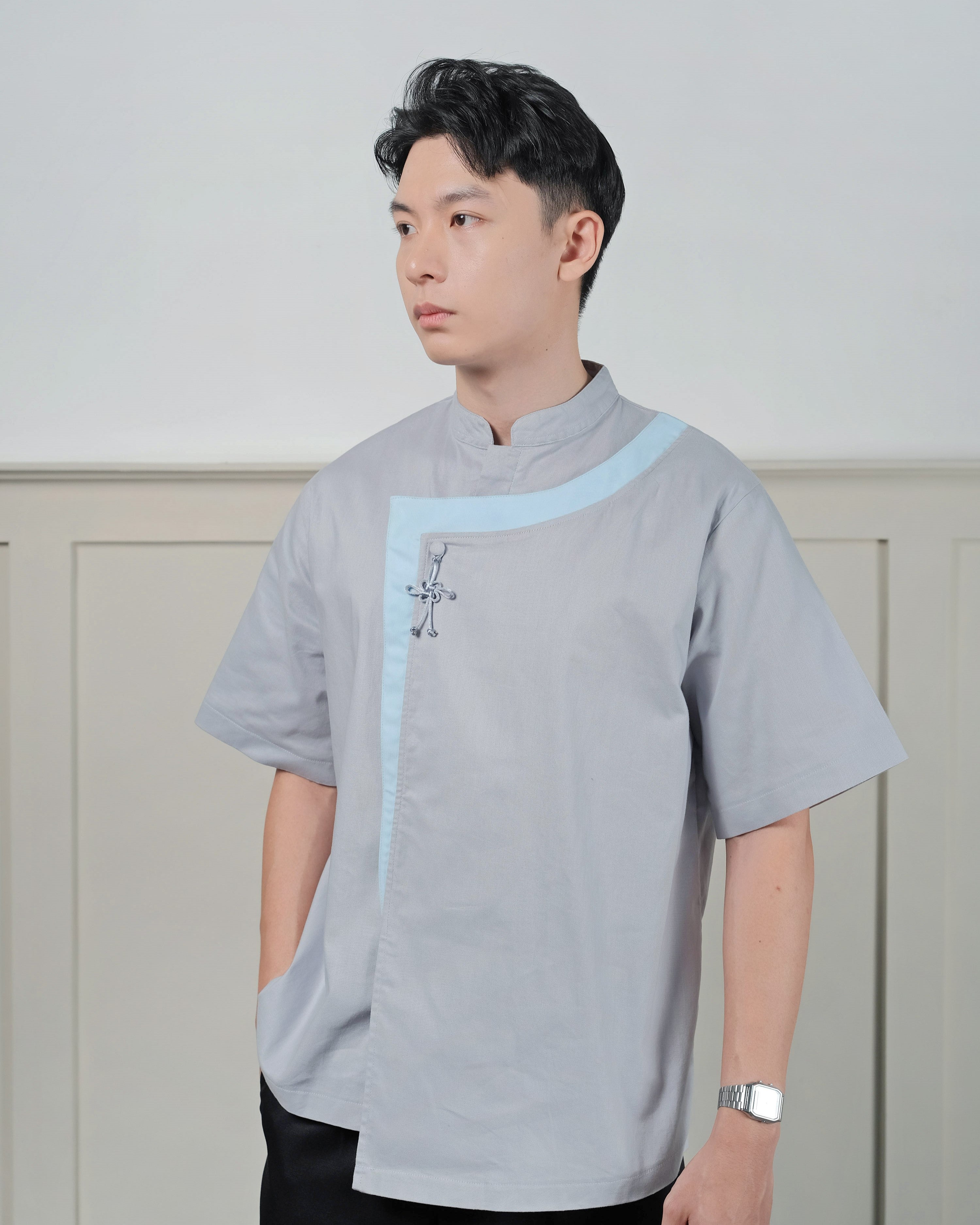 Mr. Han Qipao Shirt in Ash Grey
