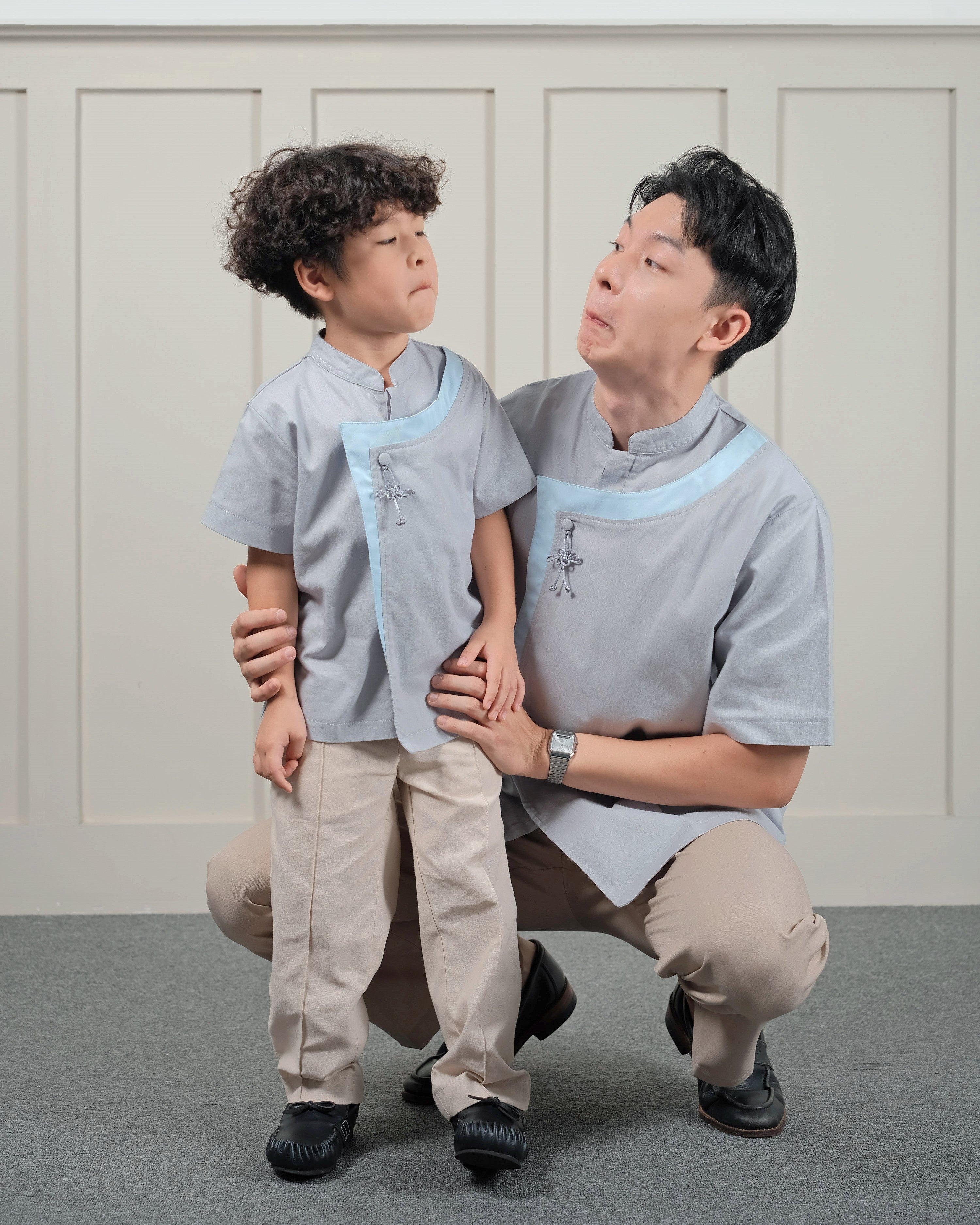 Mr. Han Qipao Shirt in Ash Grey