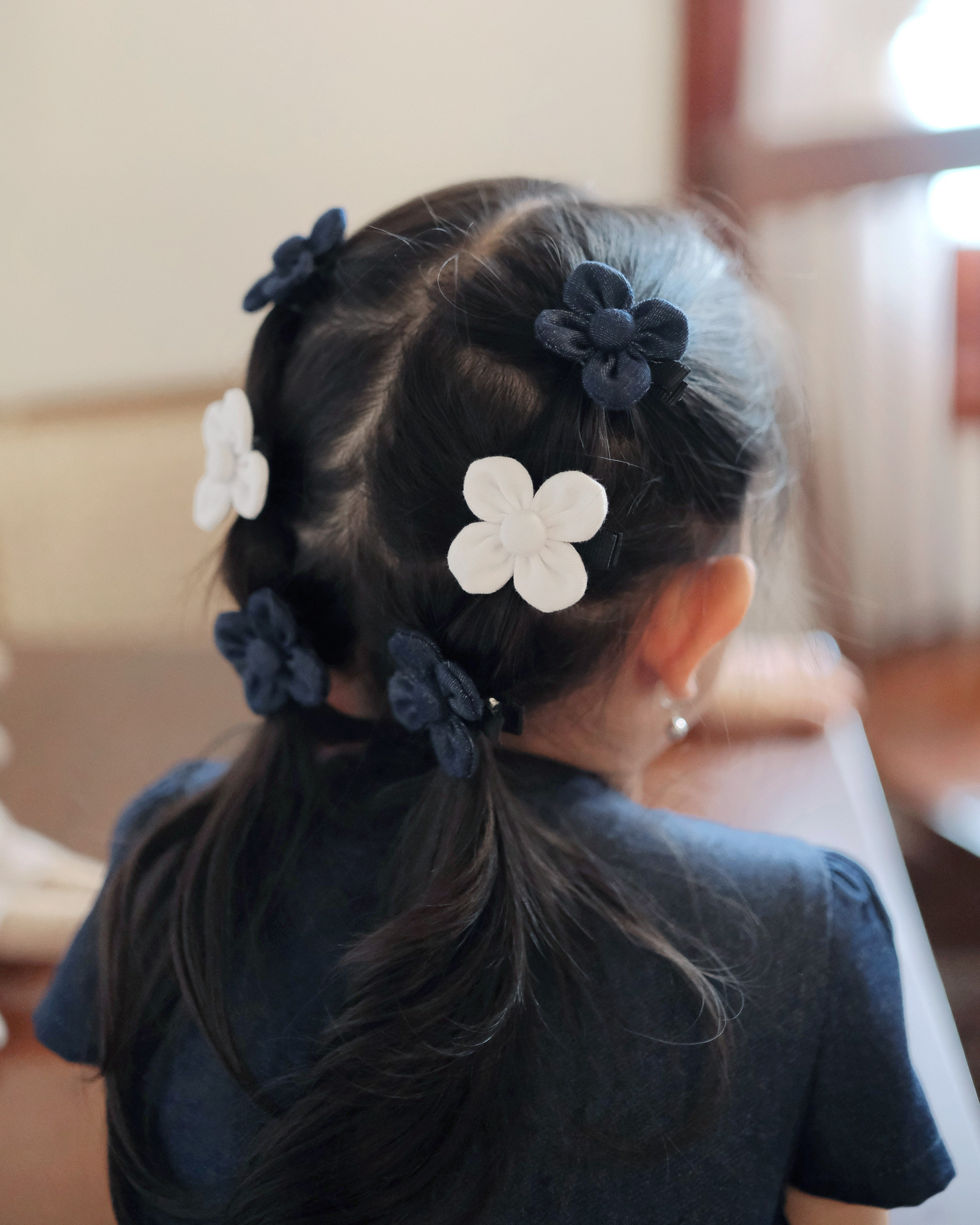 Tinsley Flower Hairpin in Dark Denim