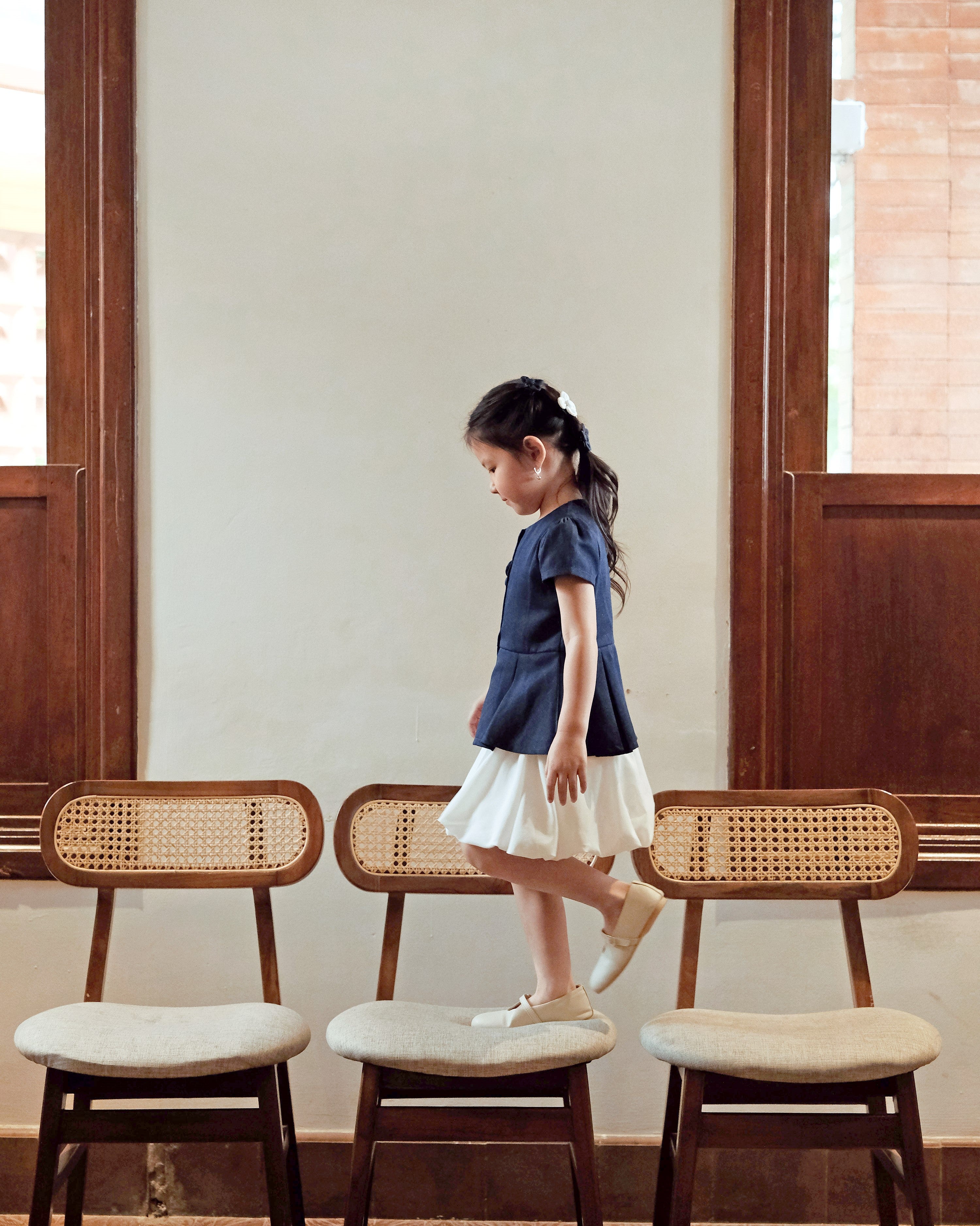 Faith Peplum Top in Denim