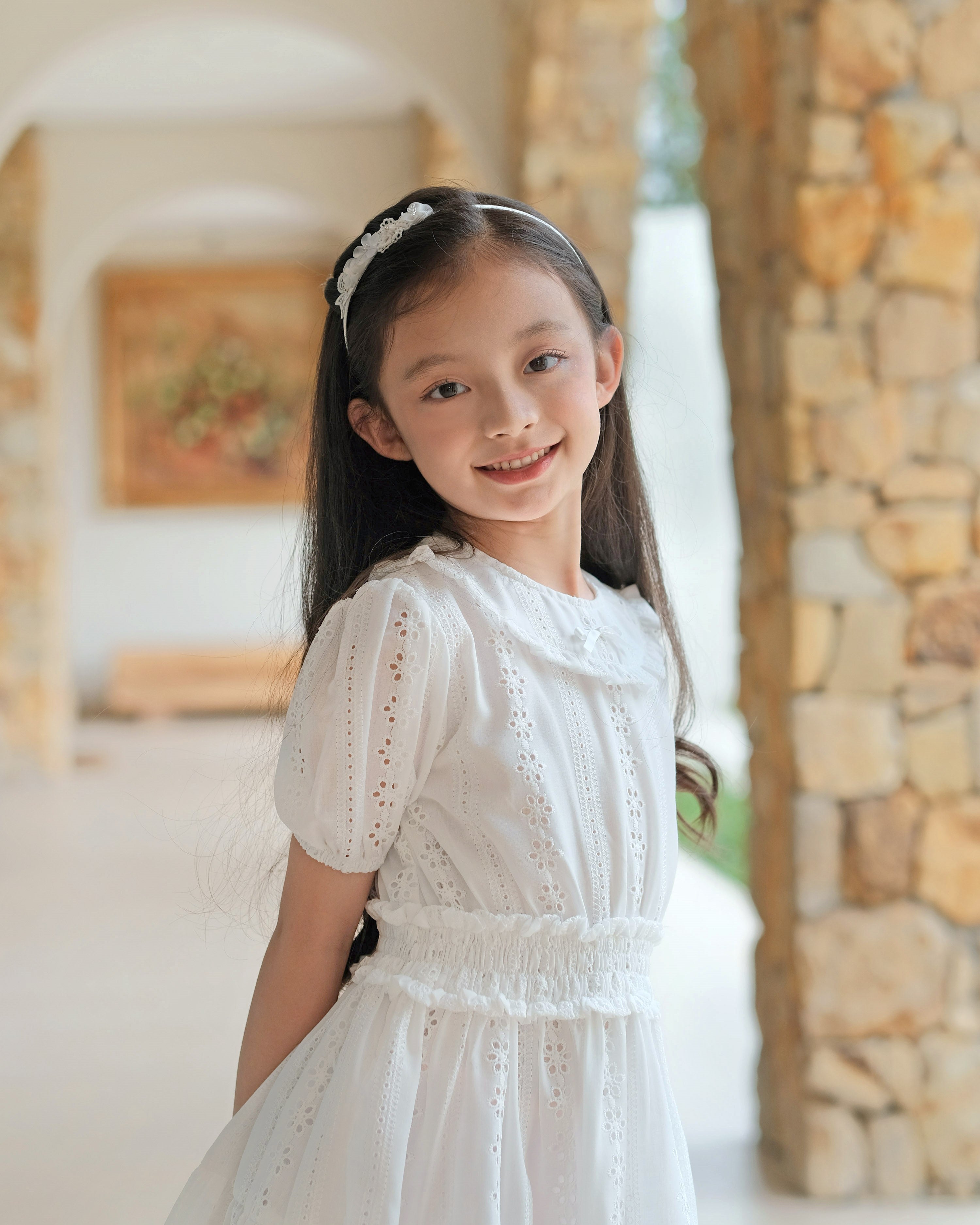 Alethea Smock Dress in White