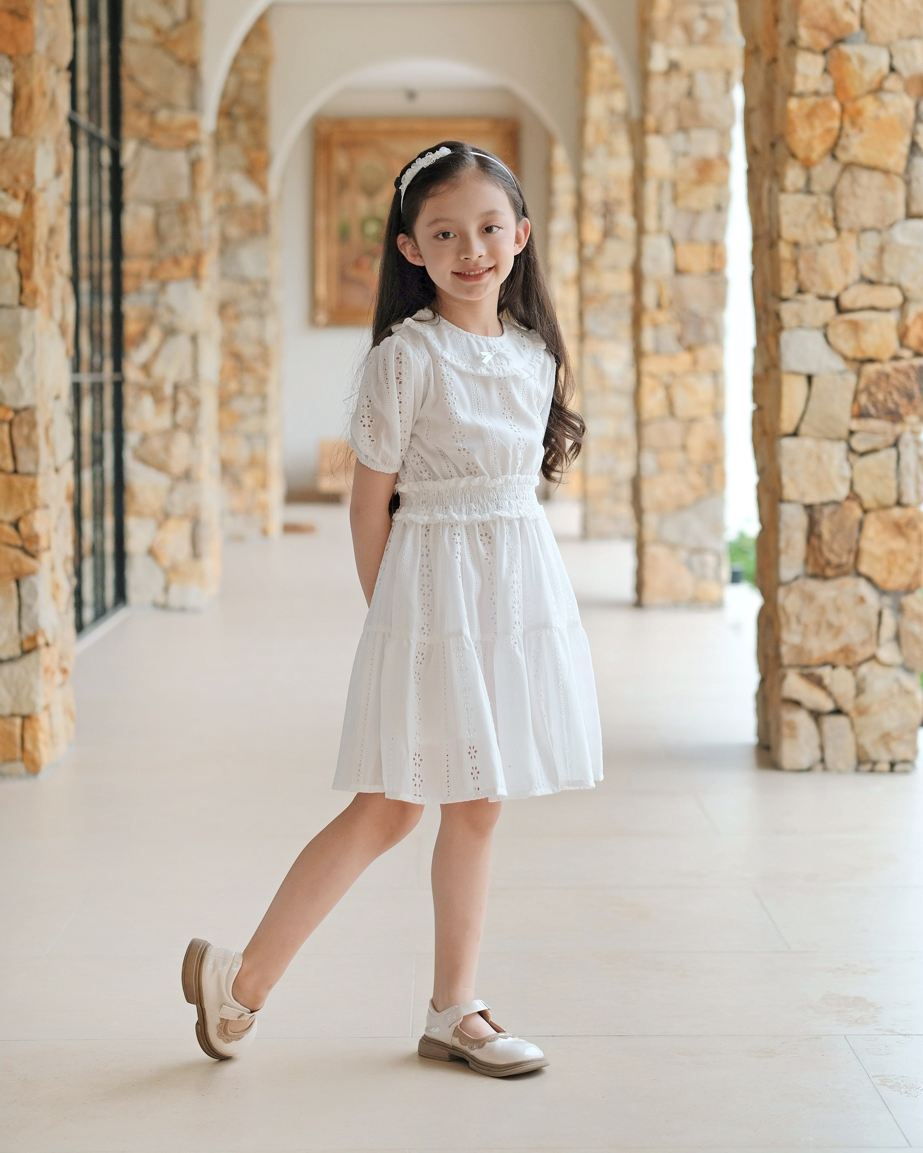 Alethea Smock Dress in White