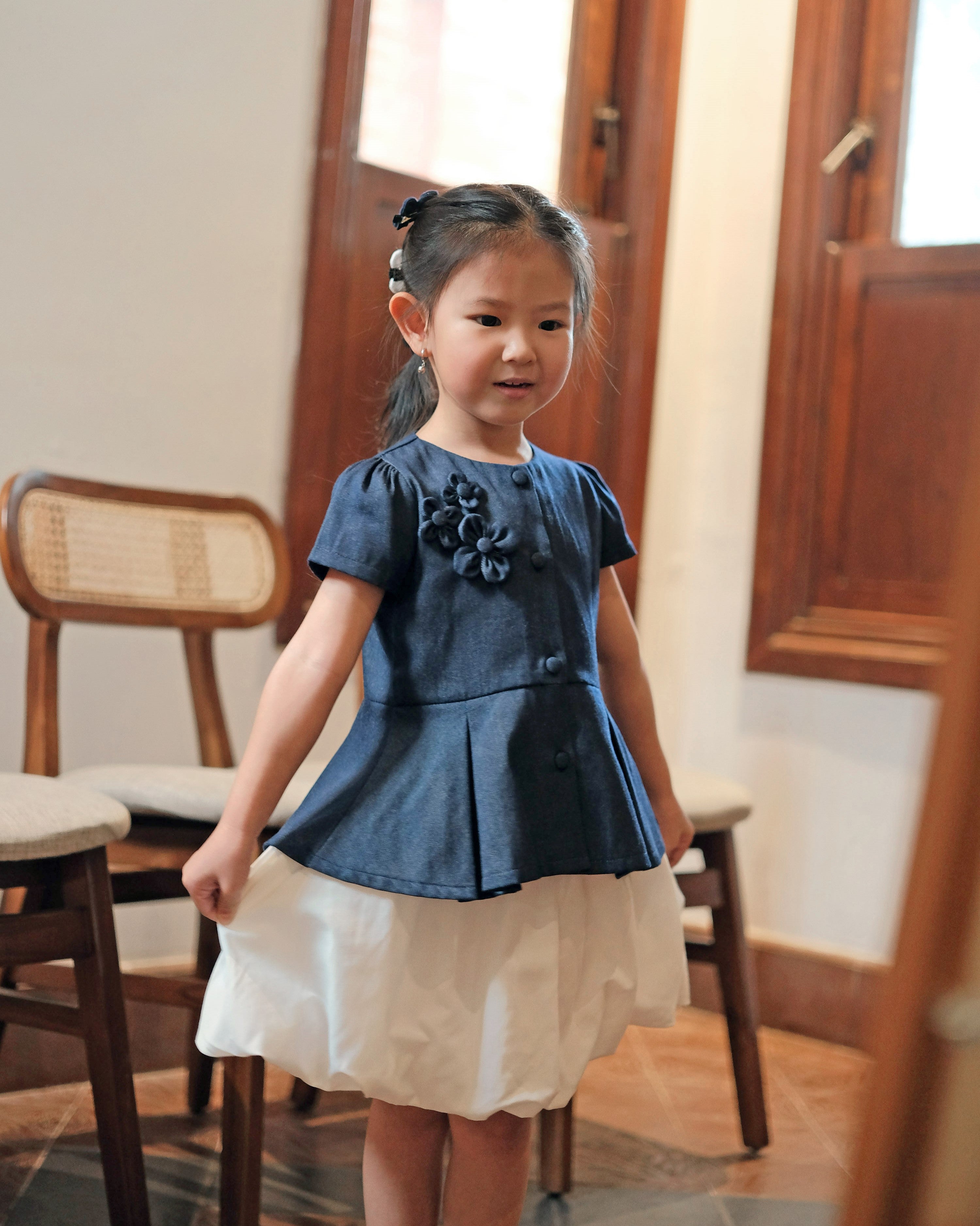Faith Peplum Top in Denim