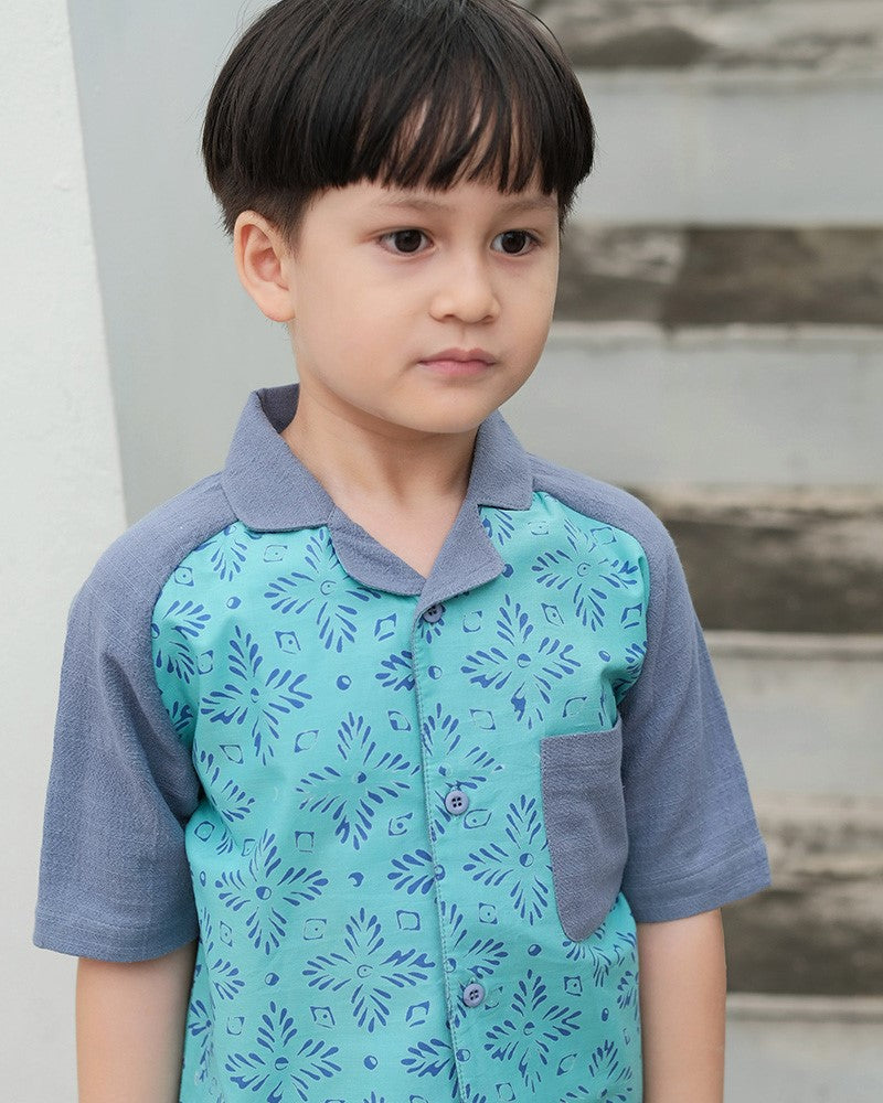 Alun Batik Shirt in Aqua Slate