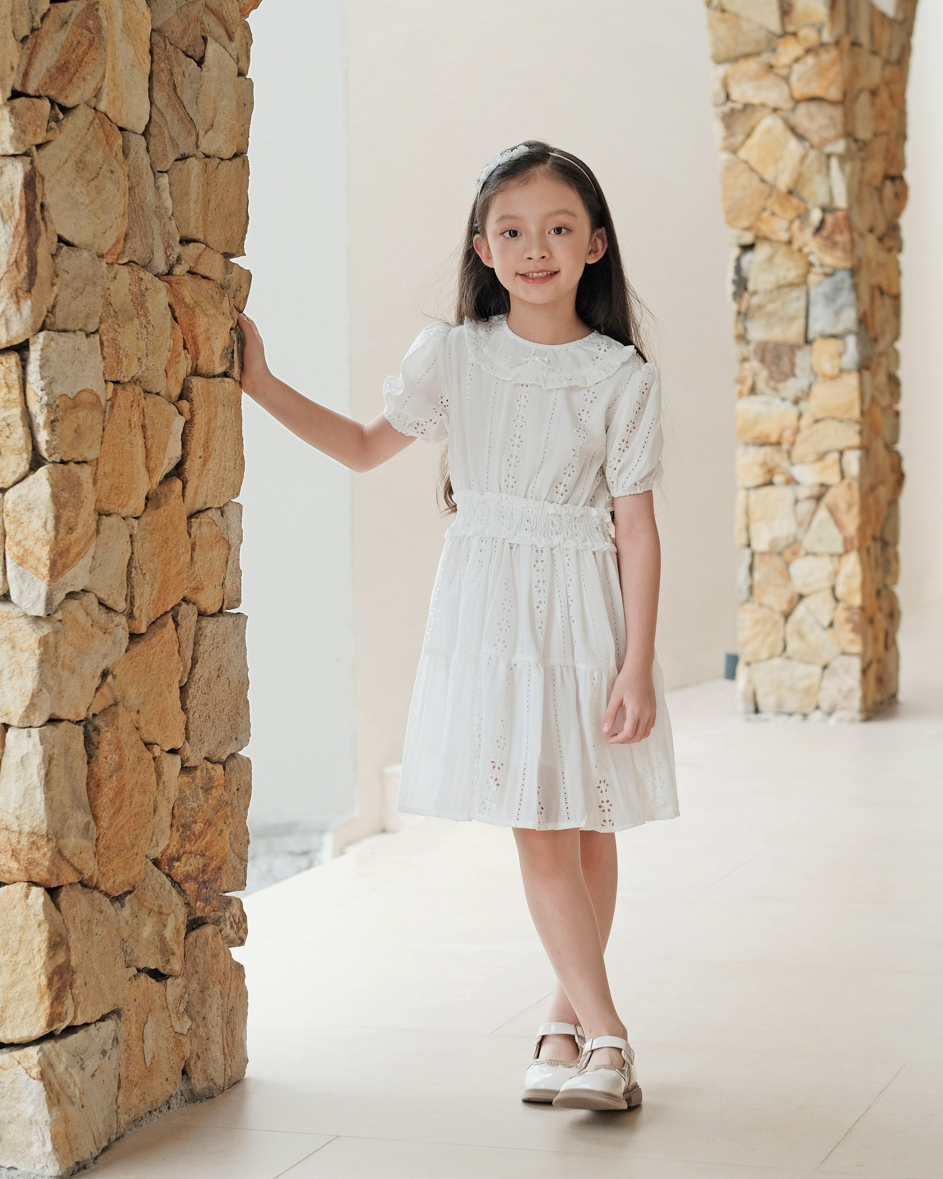 Alethea Smock Dress in White