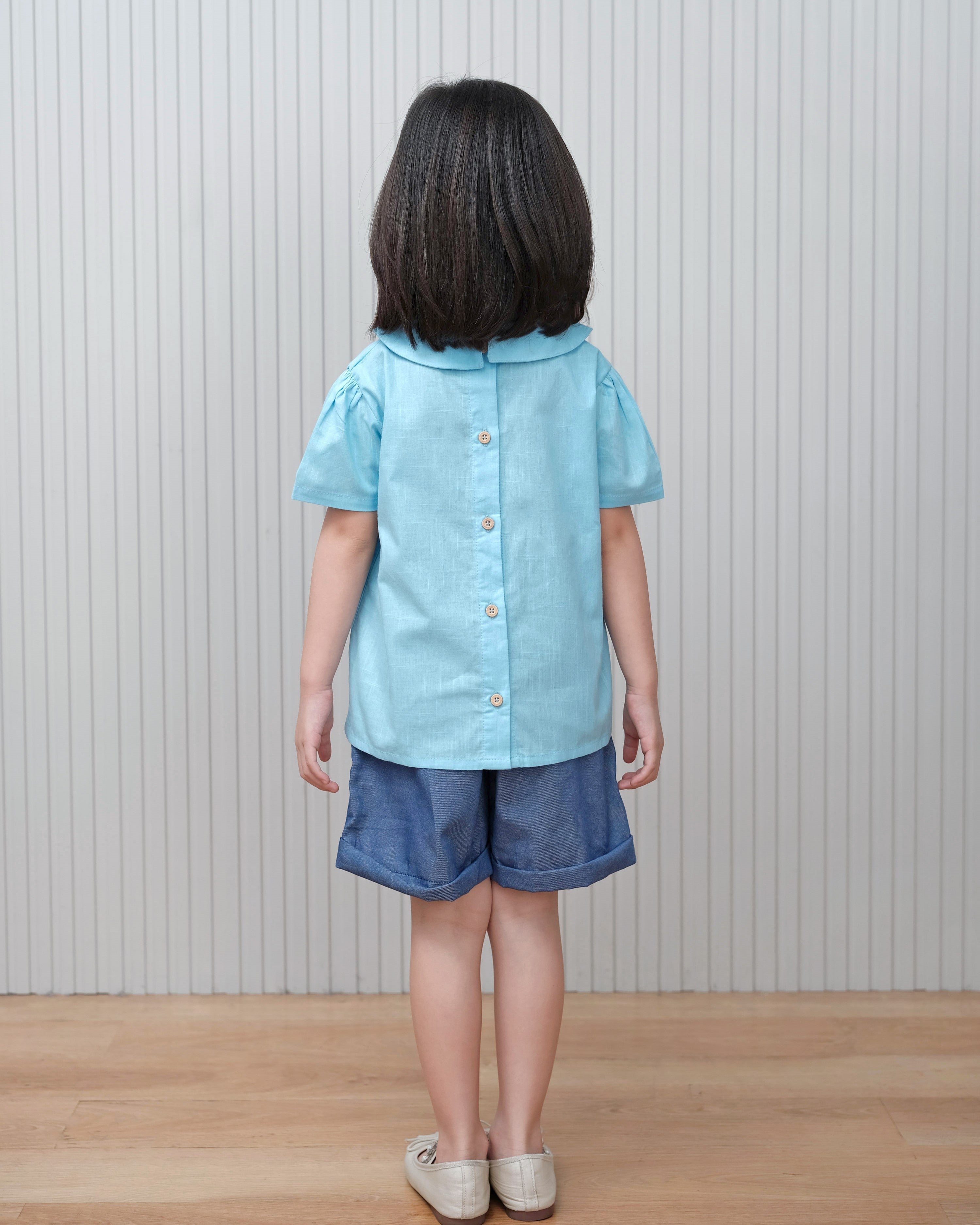Basic : Peterpan Collar Top in Blue