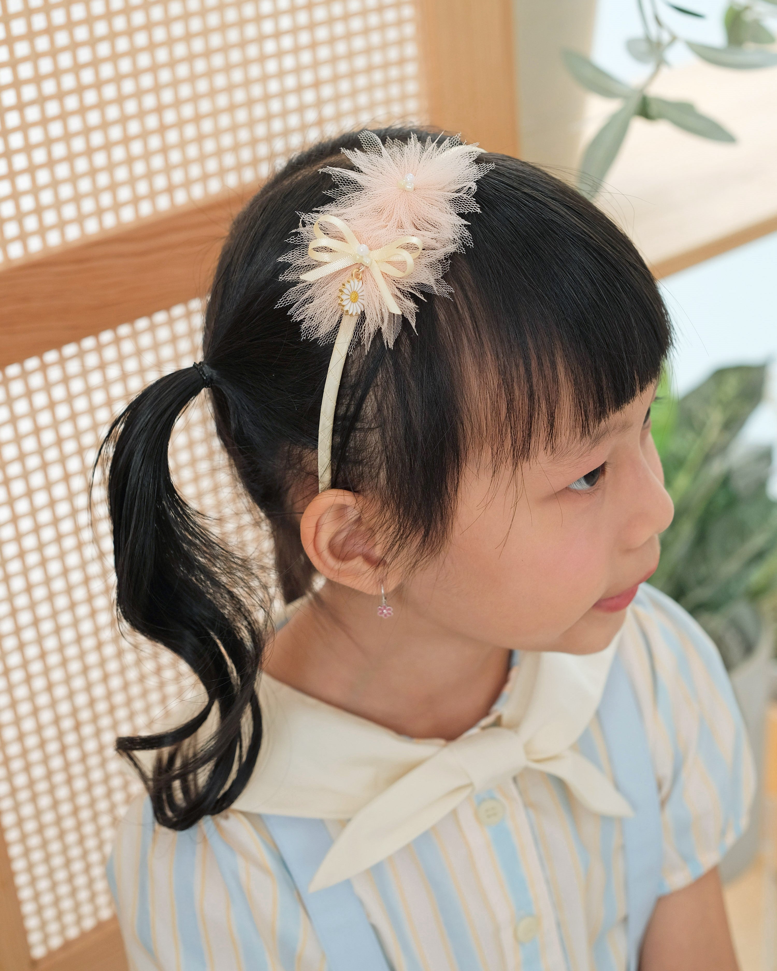 Harvest Tulle Headband in Peach