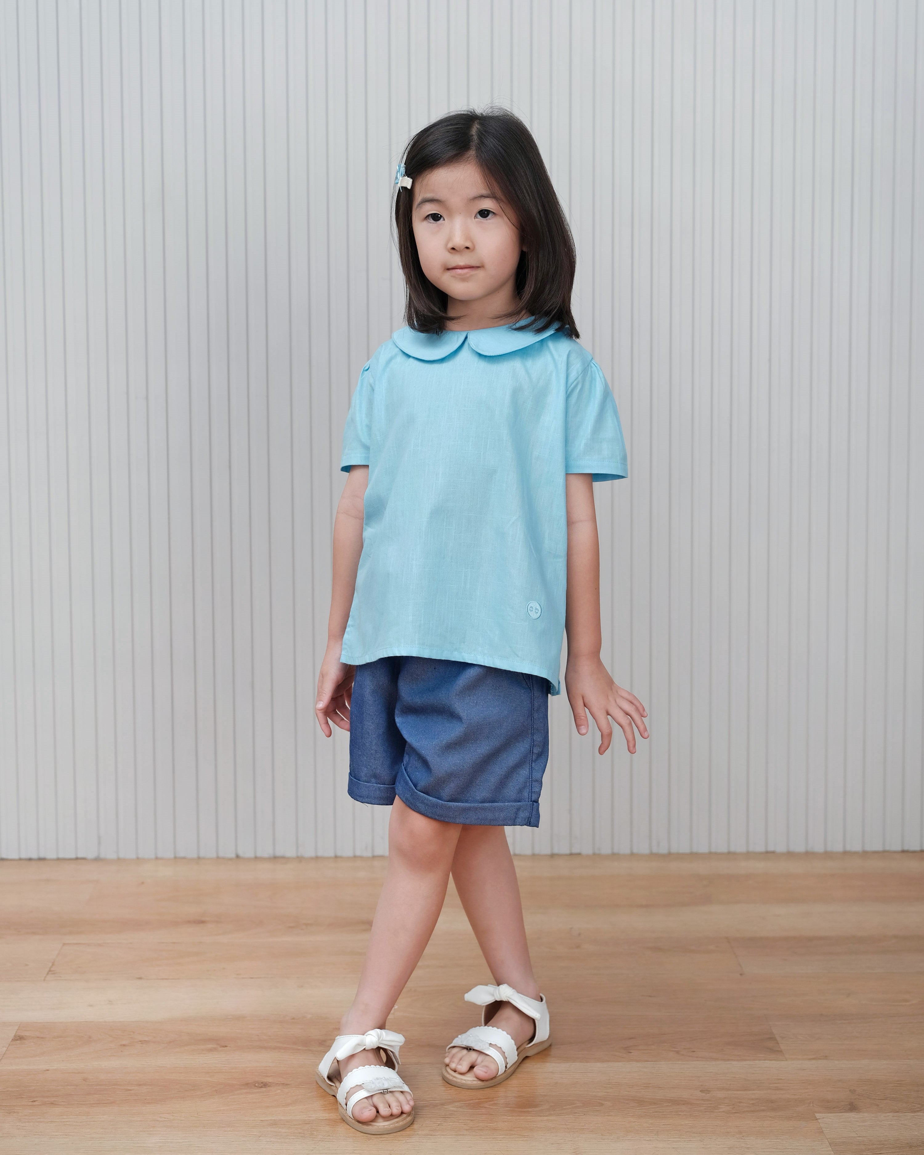 Basic : Peterpan Collar Top in Blue