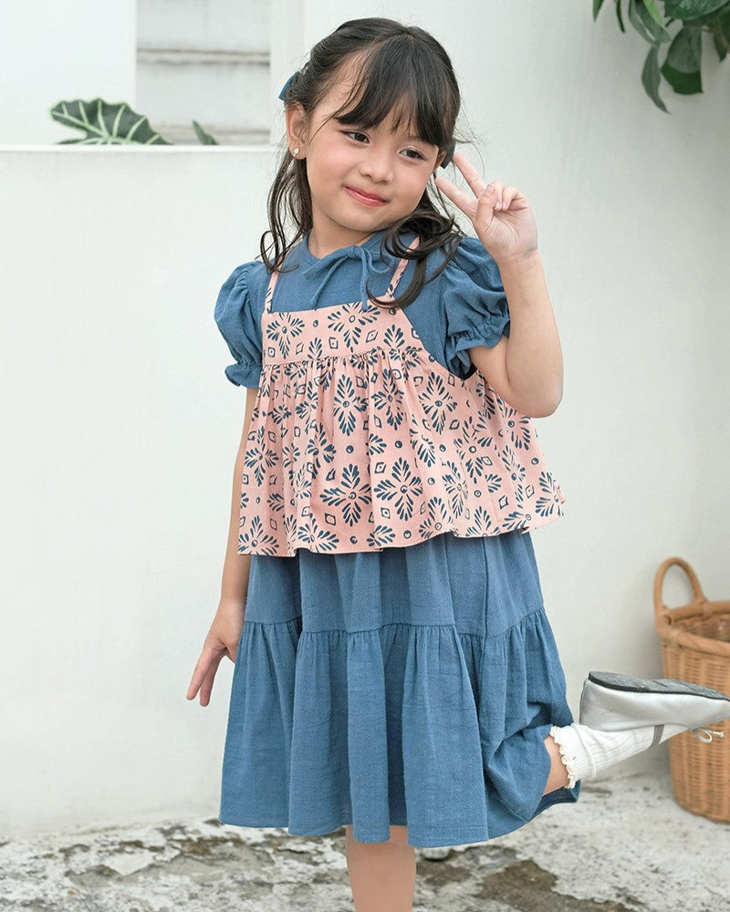 Merona Batik Set Dress in Blush Denim