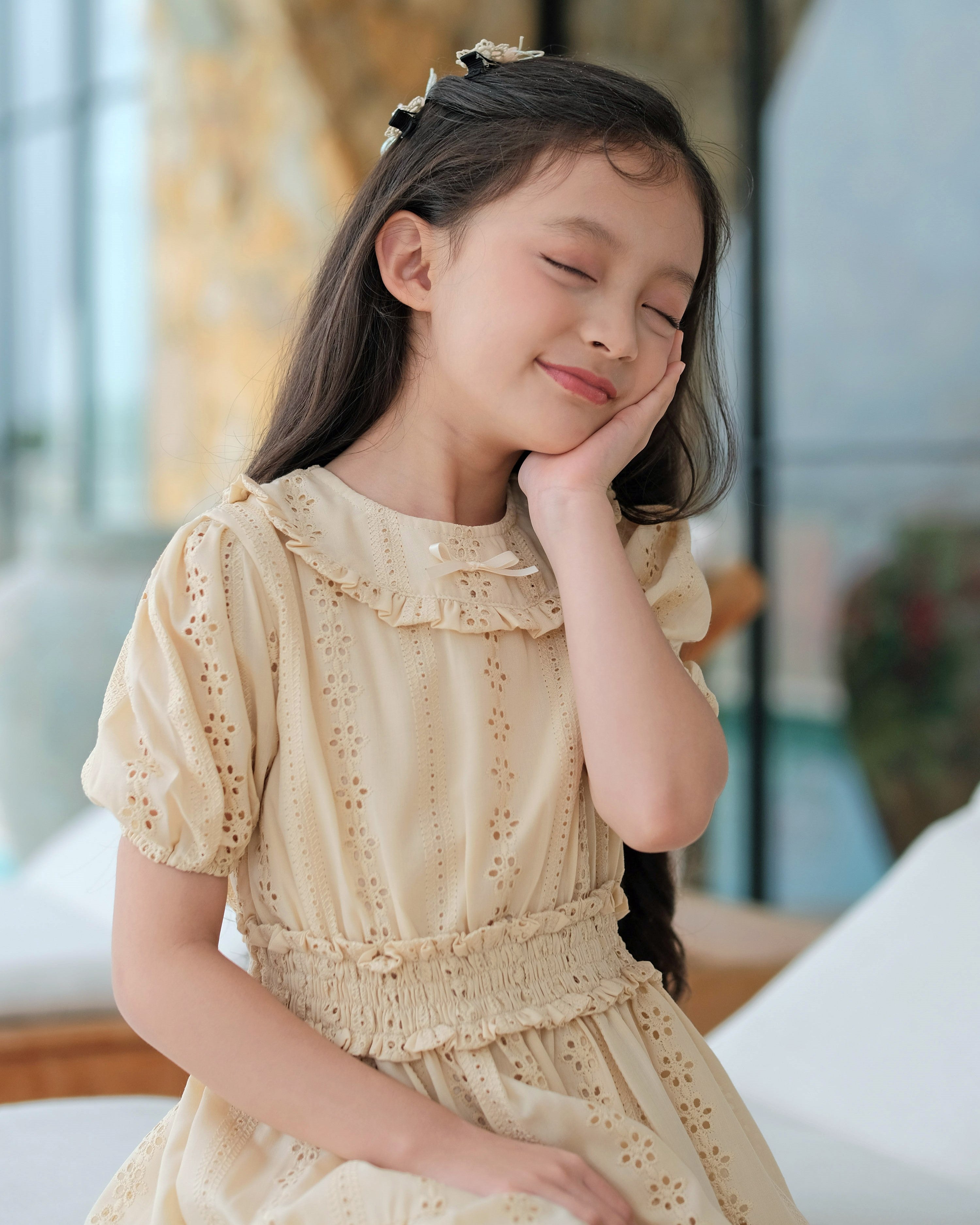 Alethea Smock Dress in Cream