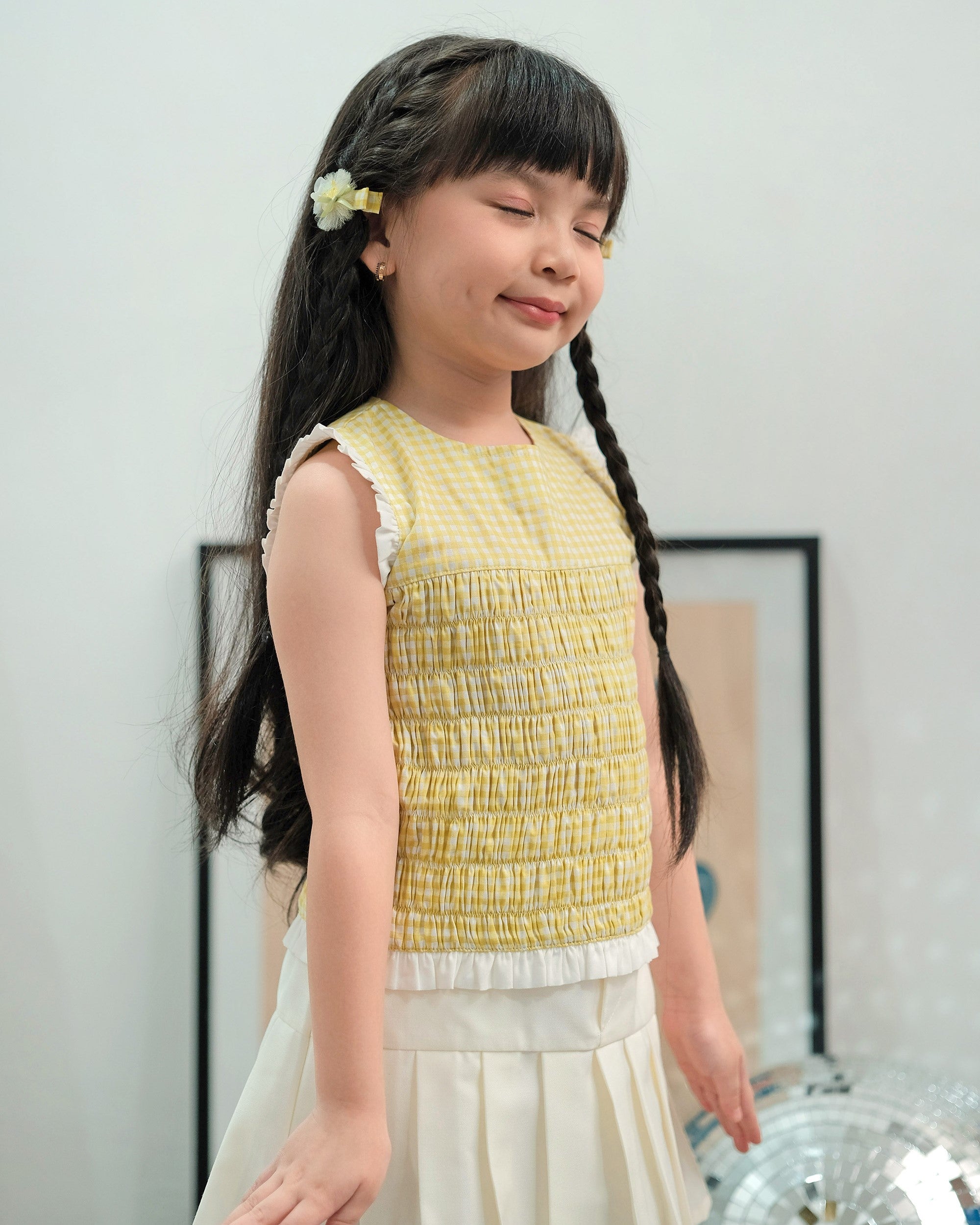 Carla Smock Blouse in Lime Green