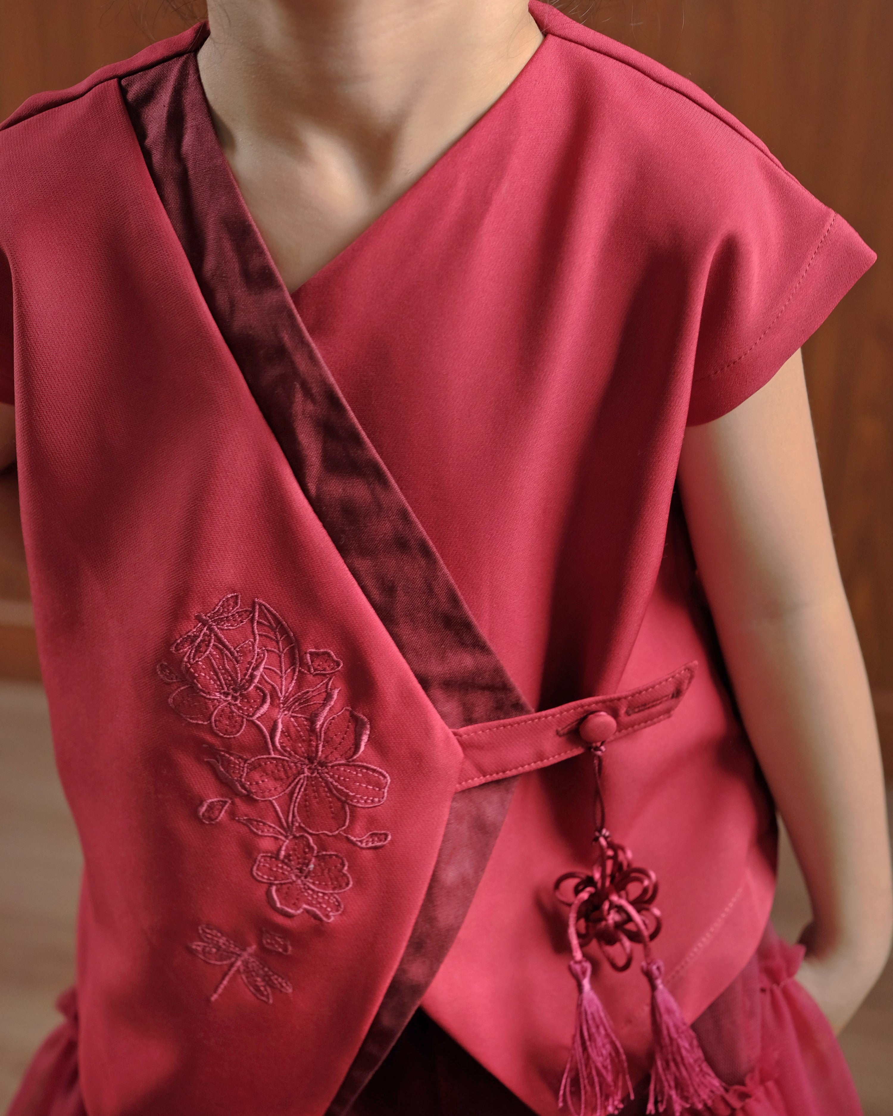 Tang Oriental Blazer in Maroon