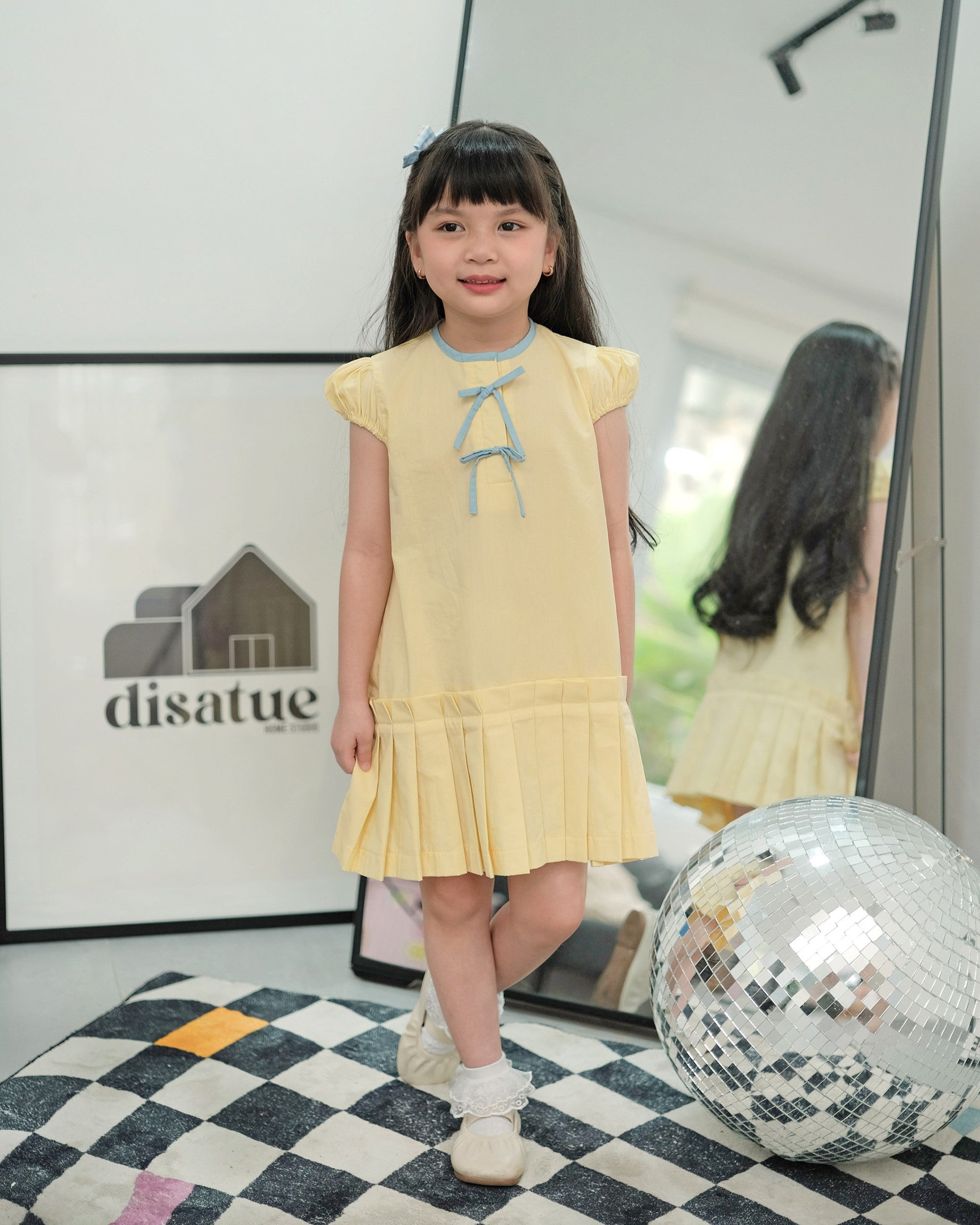 Ruby Pleated Dress in Yellow